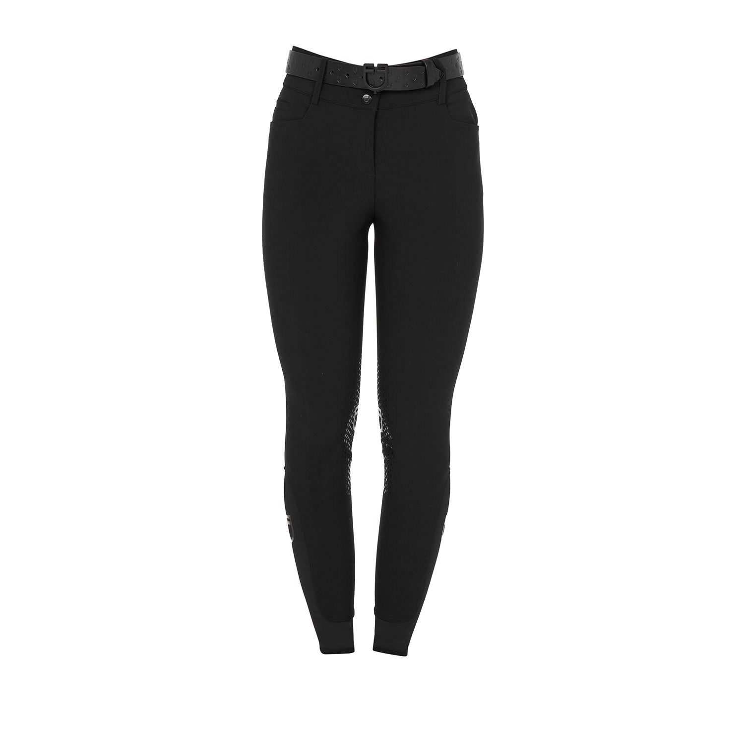 Equestro Pantaloni Donna a Vita Alta Logo in Strass