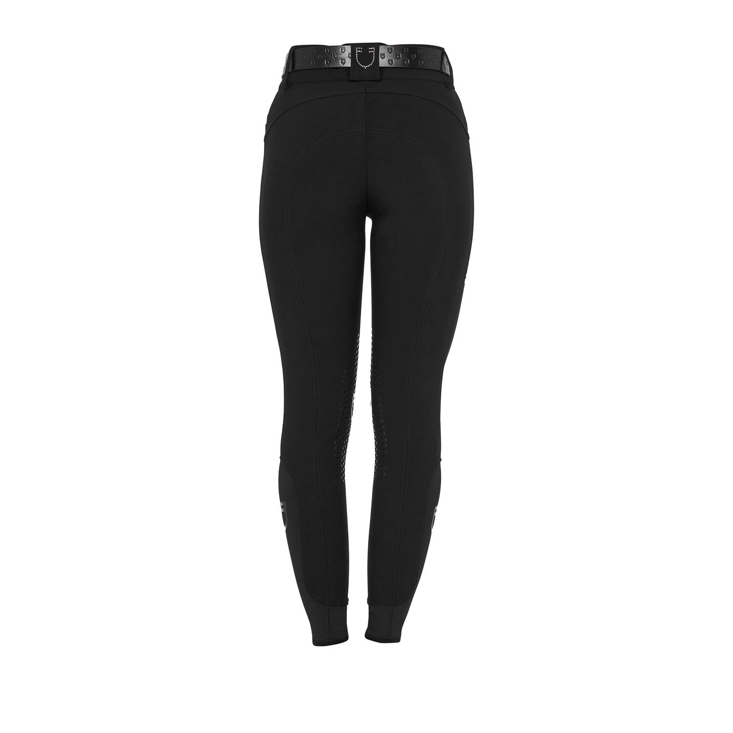 Equestro Pantaloni Donna a Vita Alta Logo in Strass