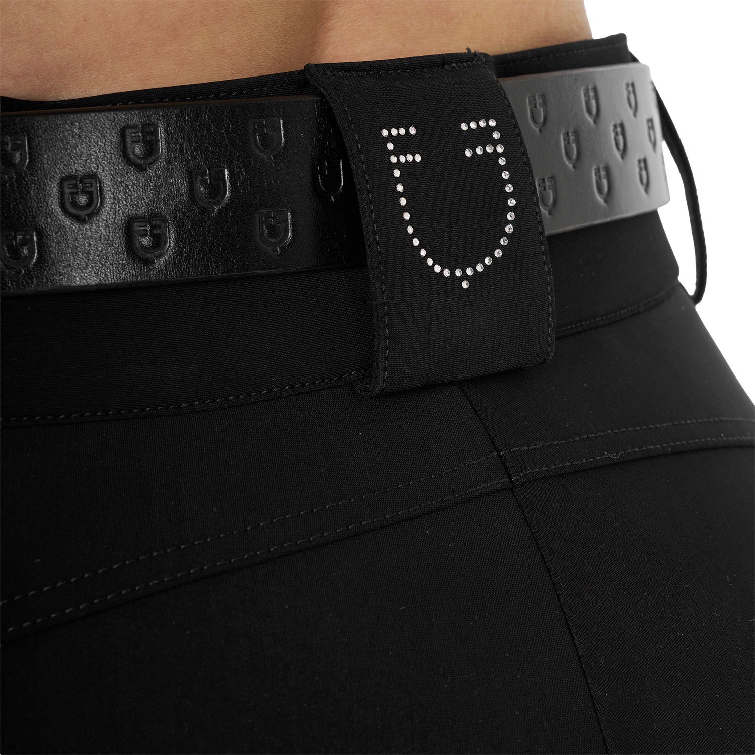 Equestro Pantaloni Donna a Vita Alta Logo in Strass