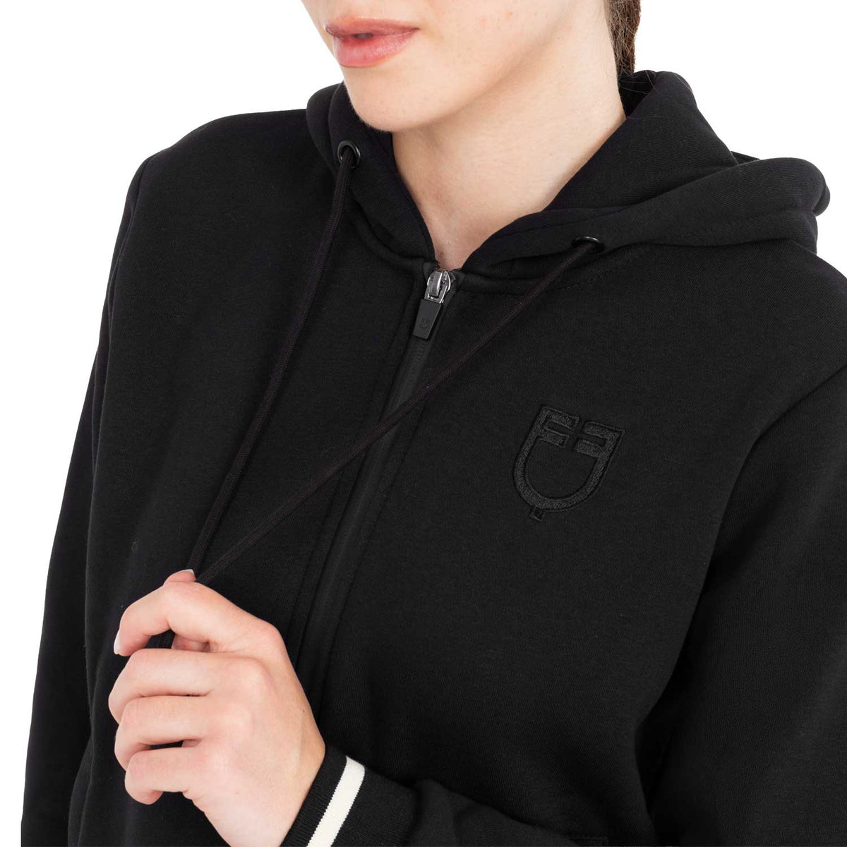 Equestro Felpa Donna con Cappuccio e Zip Frontale