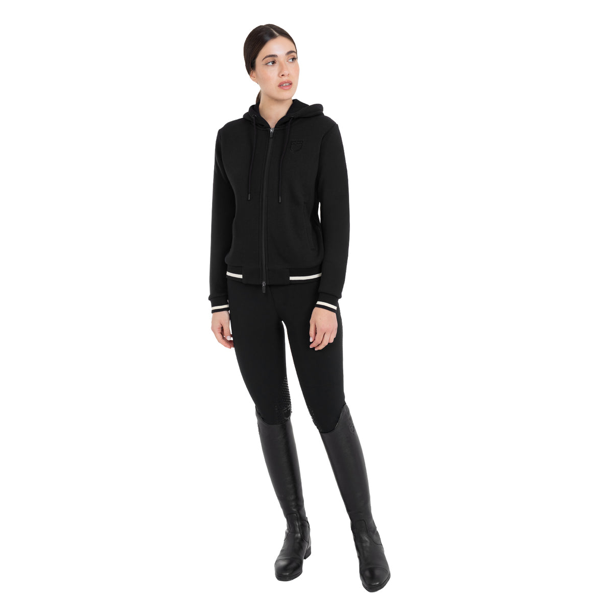 Equestro Felpa Donna con Cappuccio e Zip Frontale