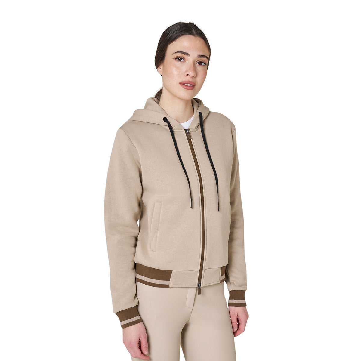 Equestro Felpa Donna con Cappuccio e Zip Frontale