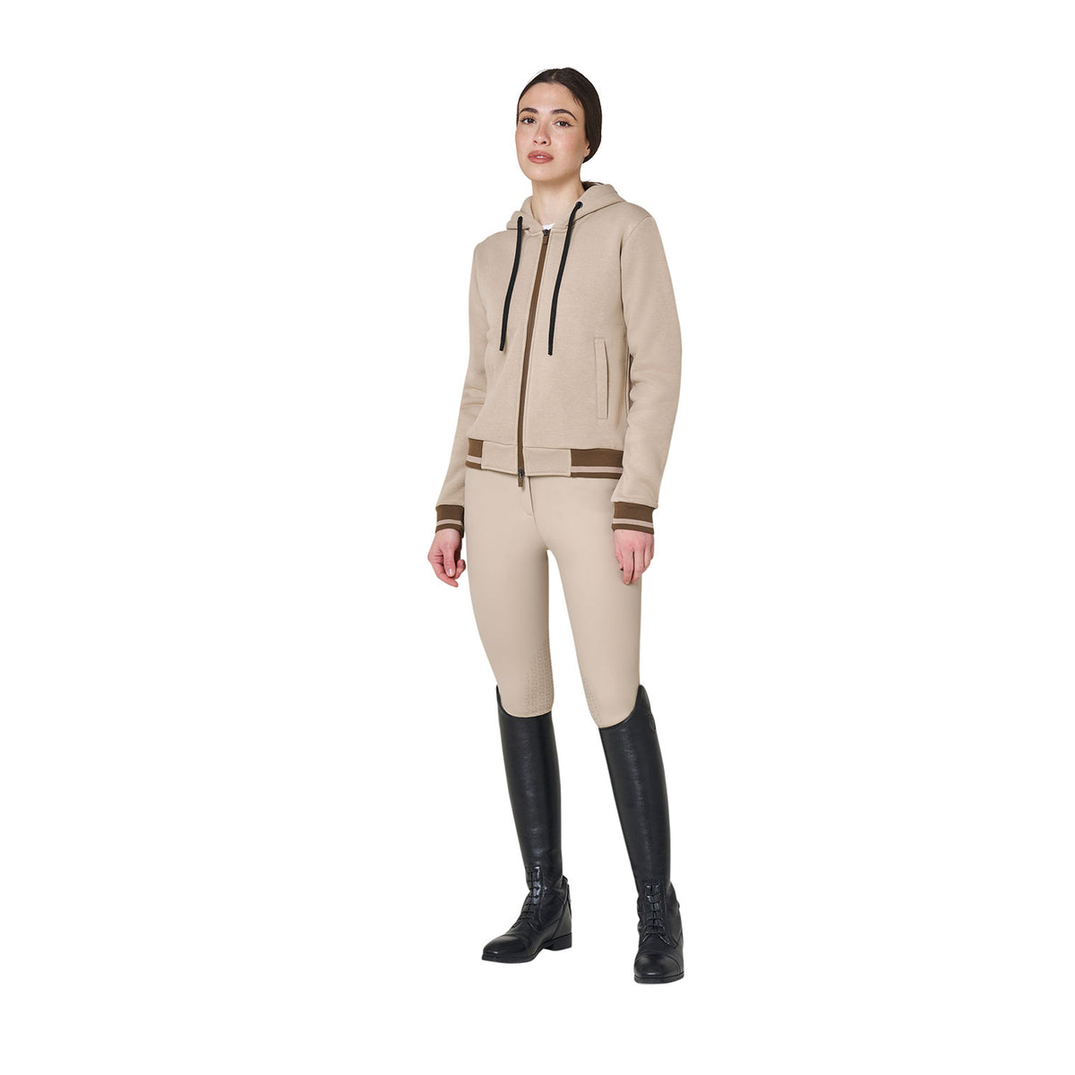 Equestro Felpa Donna con Cappuccio e Zip Frontale