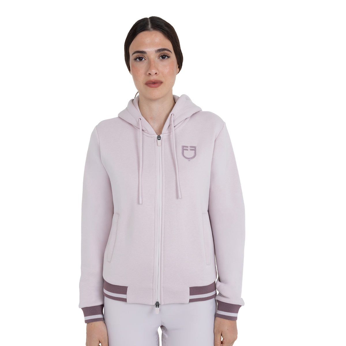Equestro Felpa Donna con Cappuccio e Zip Frontale