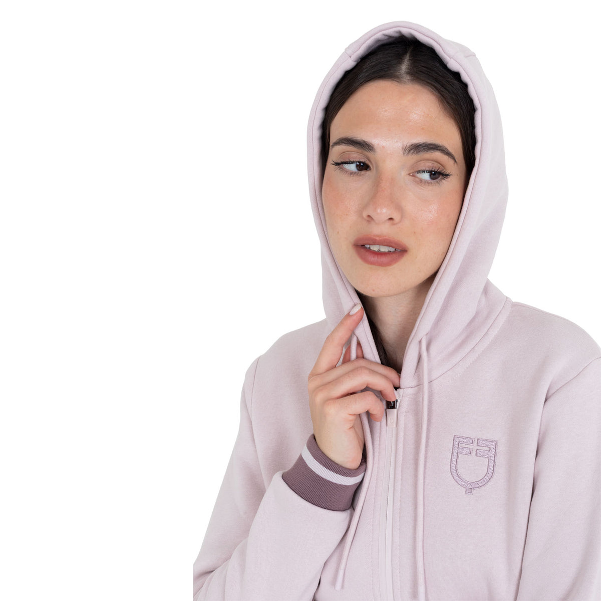 Equestro Felpa Donna con Cappuccio e Zip Frontale