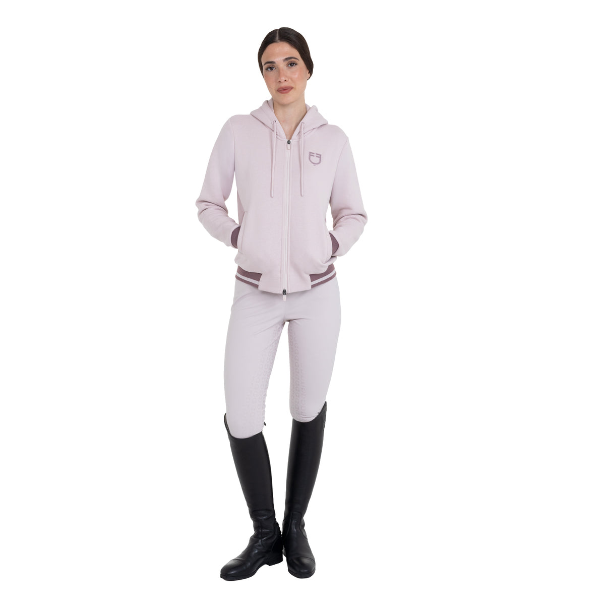 Equestro Felpa Donna con Cappuccio e Zip Frontale