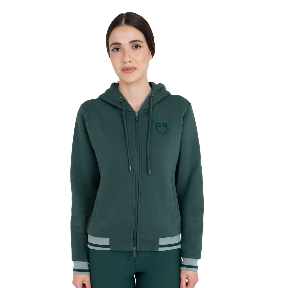 Equestro Felpa Donna con Cappuccio e Zip Frontale