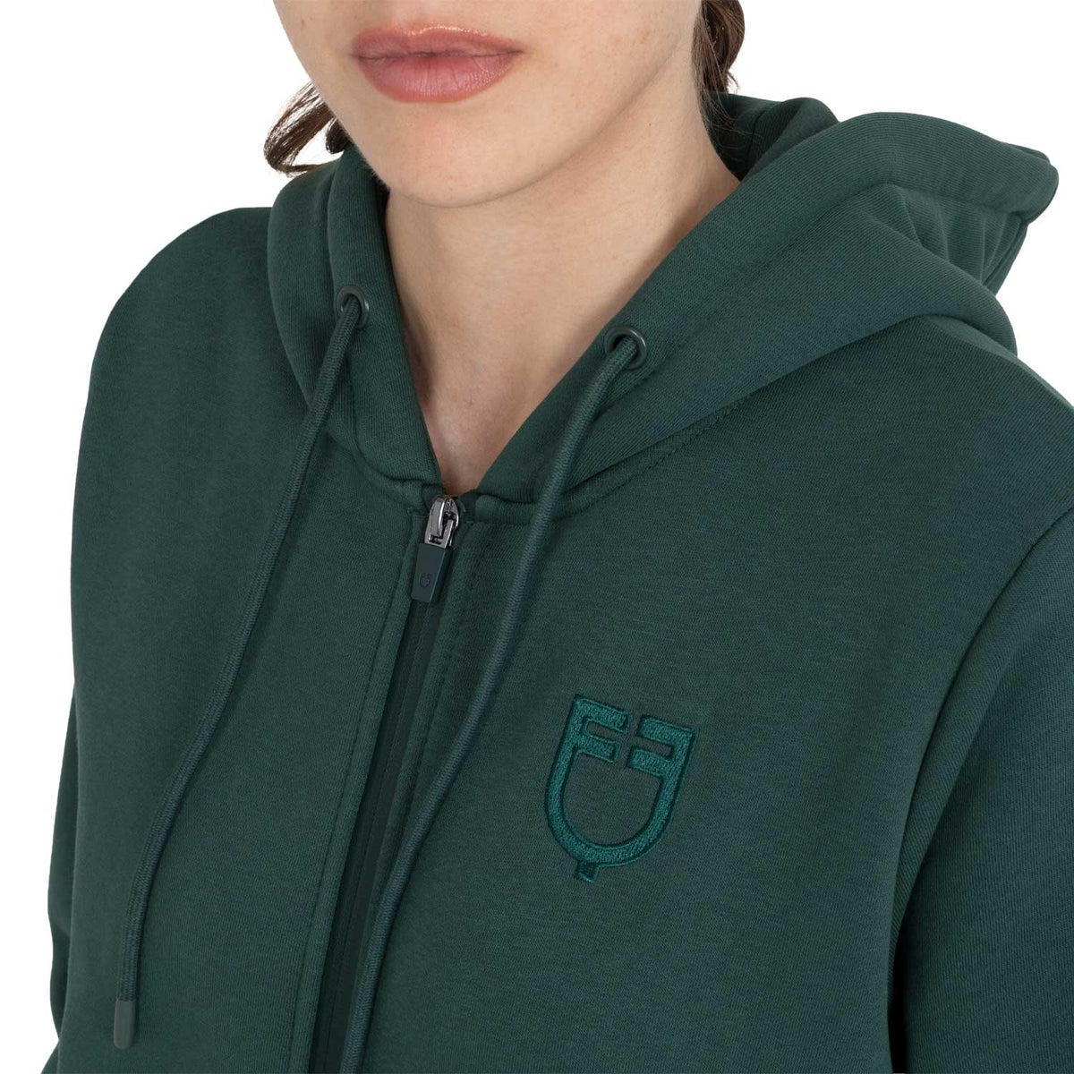 Equestro Felpa Donna con Cappuccio e Zip Frontale