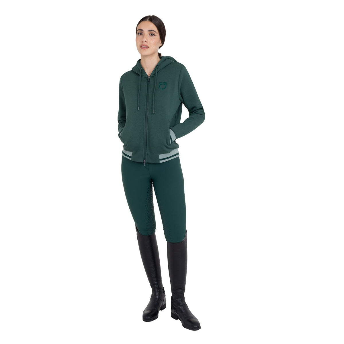 Equestro Felpa Donna con Cappuccio e Zip Frontale