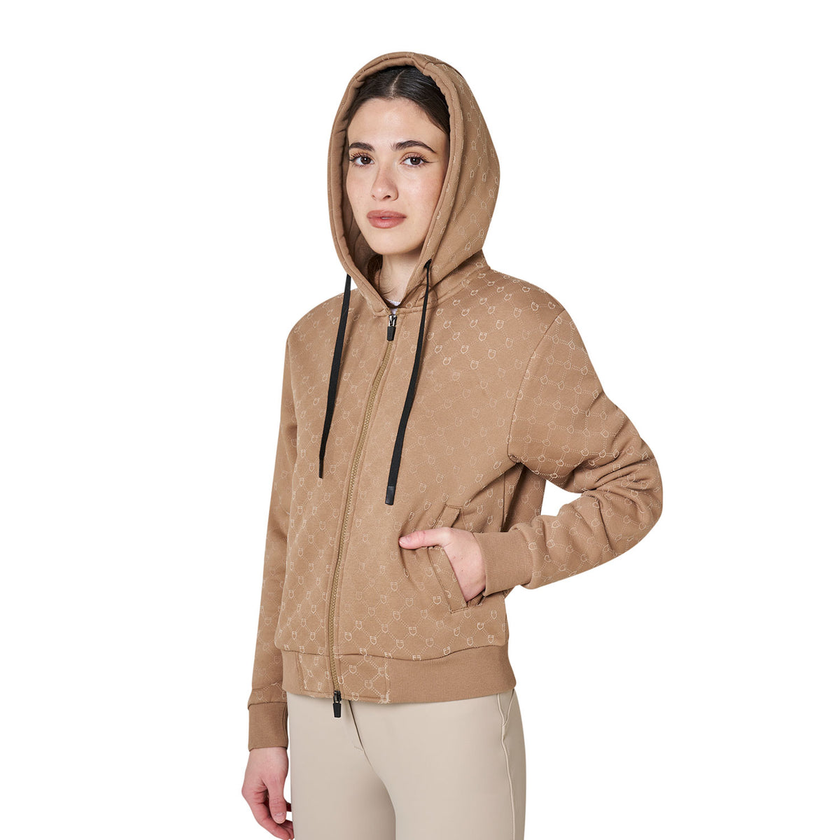 Equestro Felpa Donna Monogram con Cappuccio