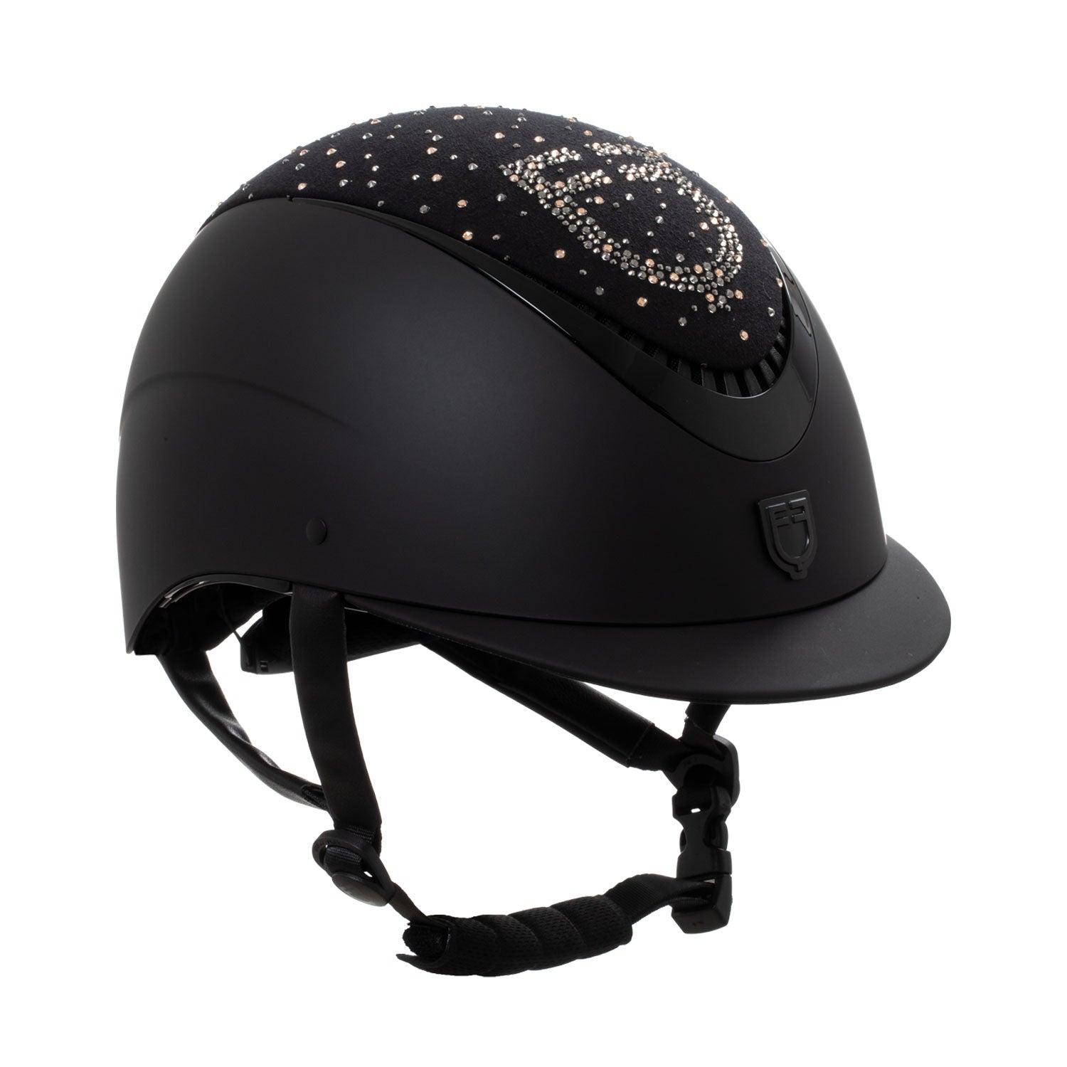 Equestro Cap Opaco Visiera Stretta con Logo in Strass Omologazione En