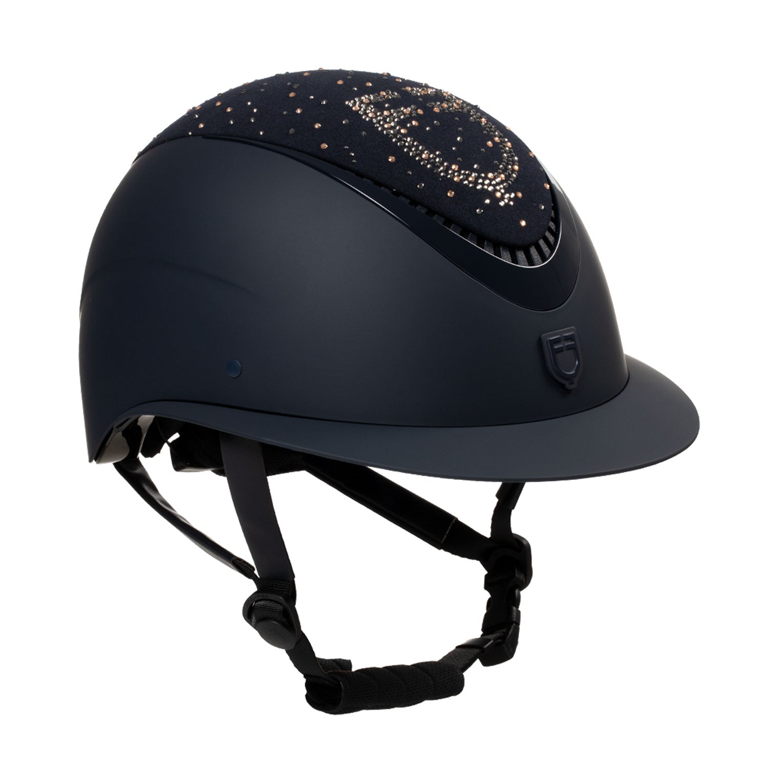 Equestro Cap Opaco Visiera Larga con Logo in Strass Omologazione En