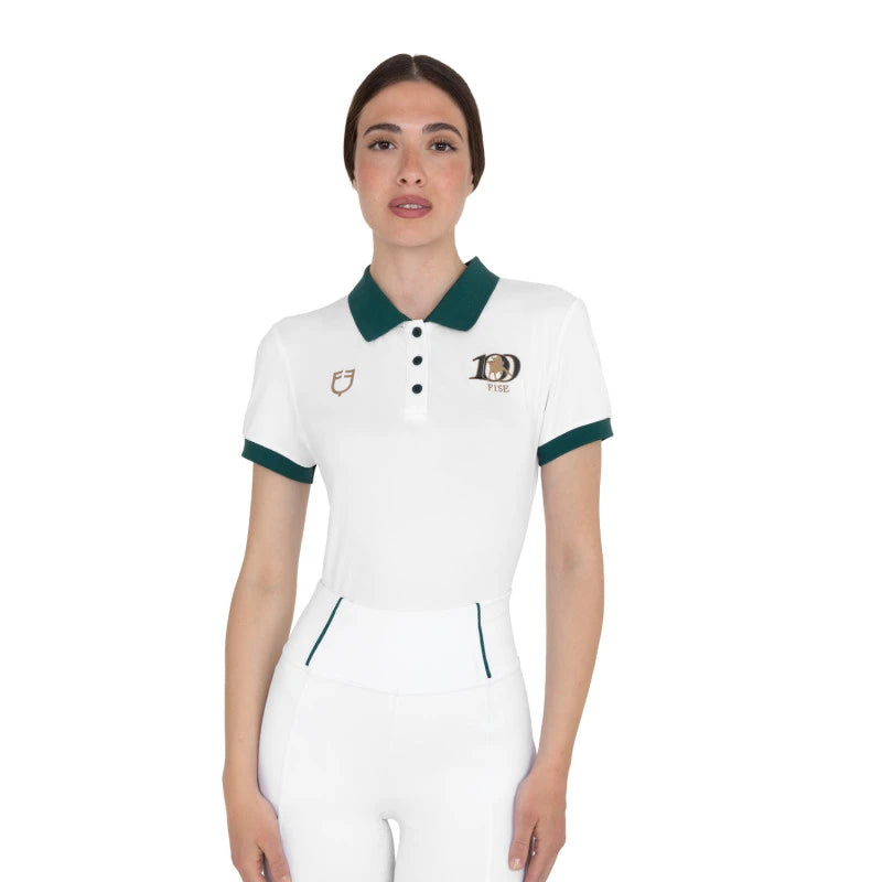 Polo donna allenamento tre bottoni Equestro X FISE 100