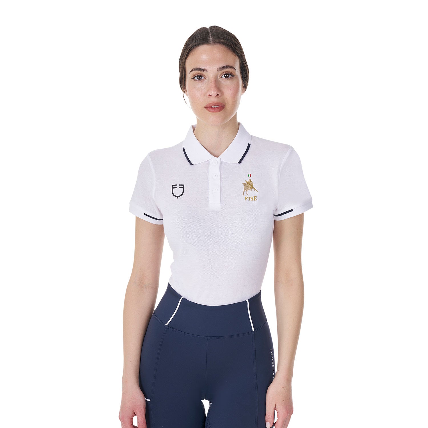 Polo donna tre bottoni Equestro X FISE