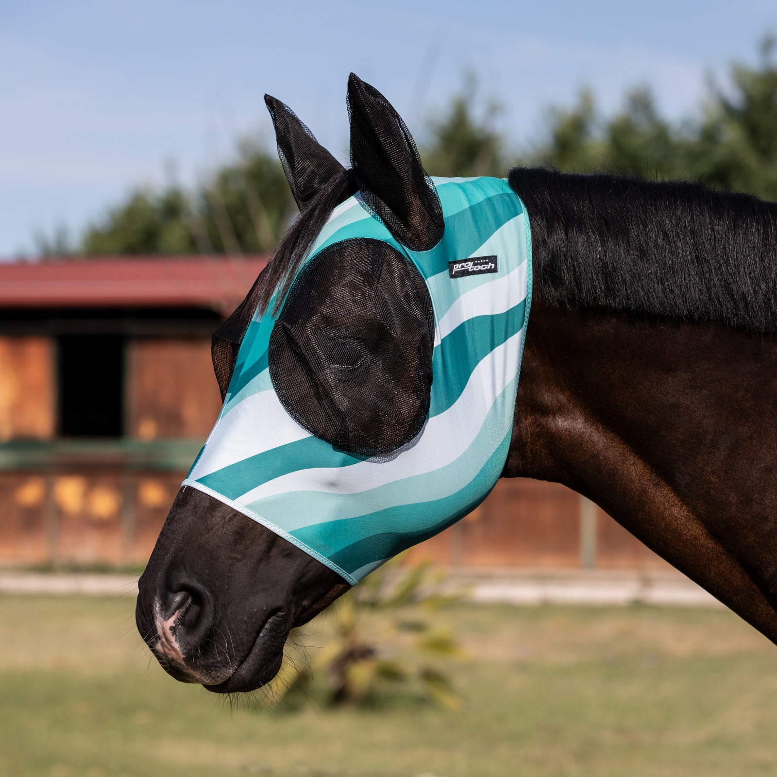 Maschera anti mosche in lycra con rete copriorecchie ABSTRACT