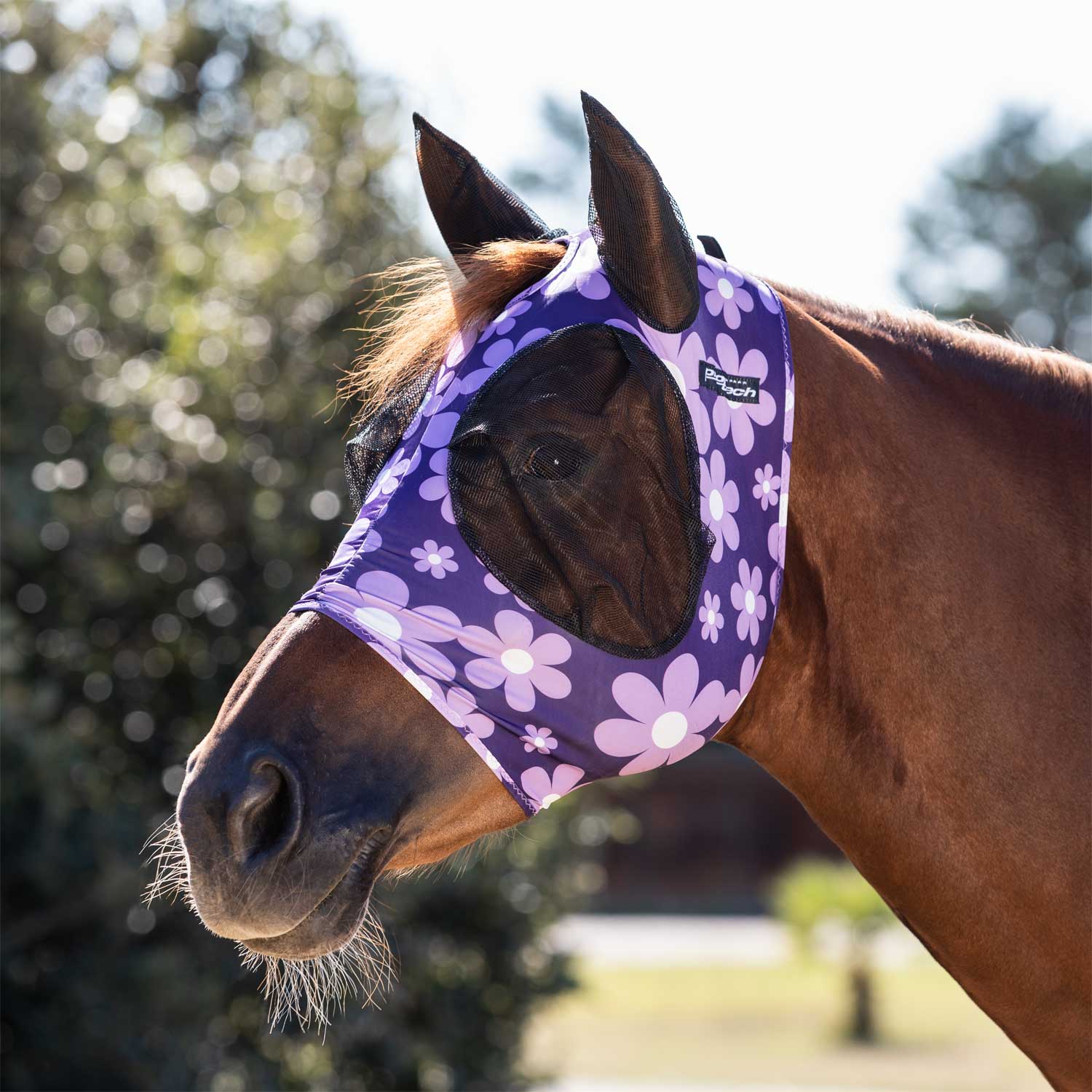 Maschera anti mosche in lycra con rete copriorecchie FLOWERS
