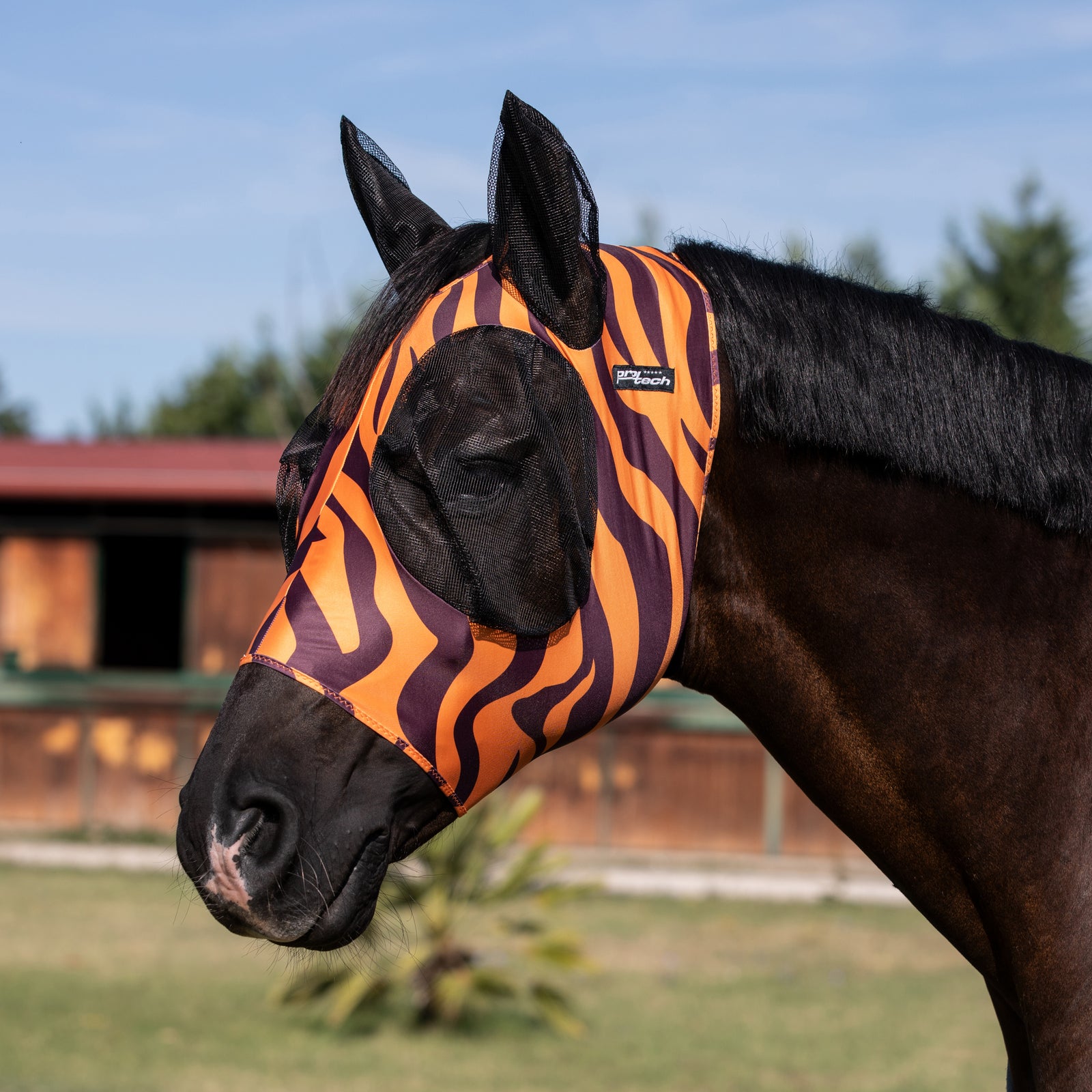 Maschera anti mosche in lycra con rete copriorecchie TIGER