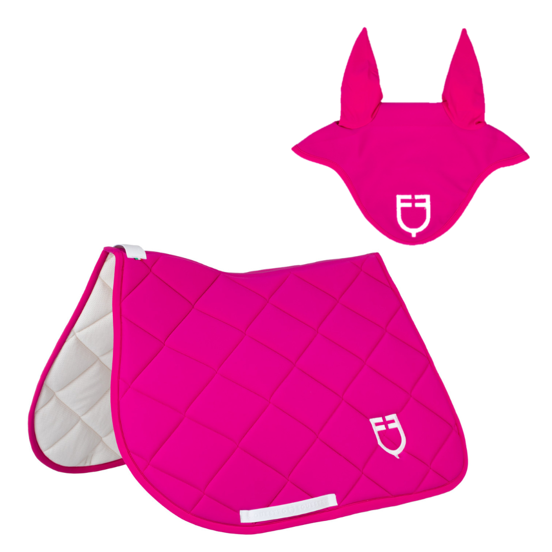 Kit sottosella e cuffietta da salto Equestro GP Imbottita Fucsia