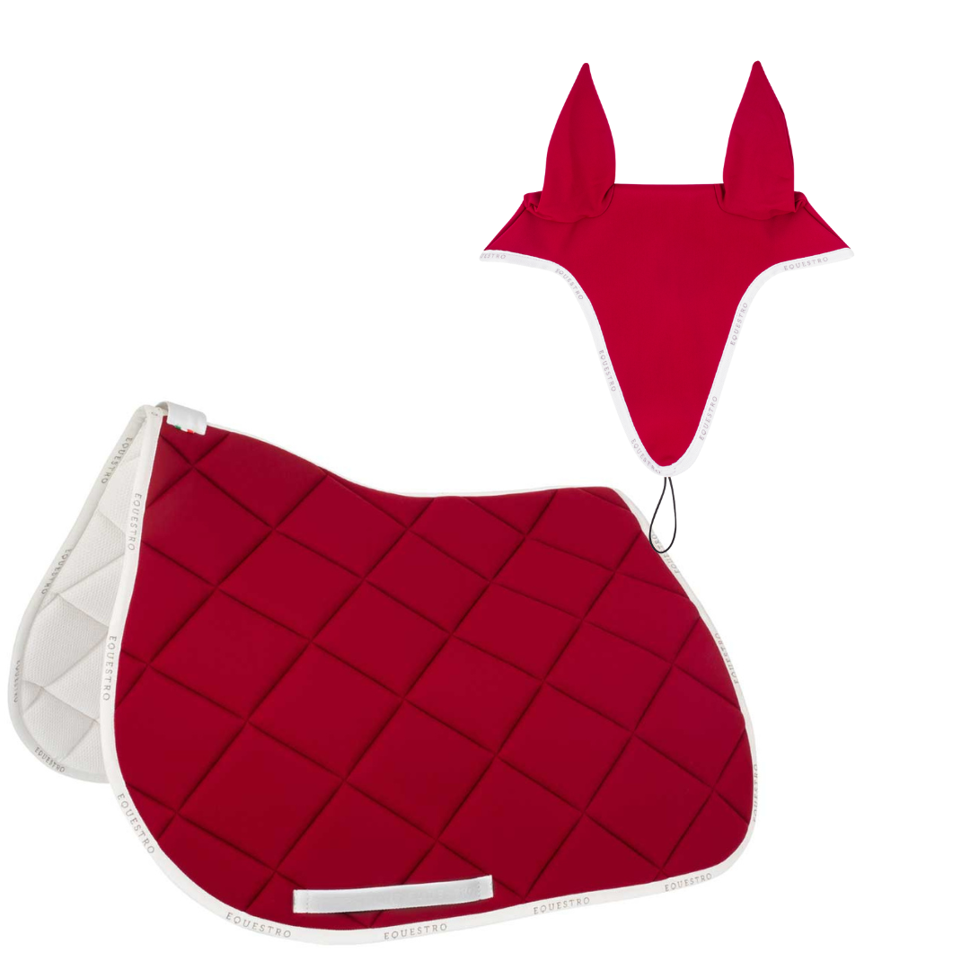 Kit Sottosella e Cuffietta Rosso da salto Equestro in tessuto tecnico