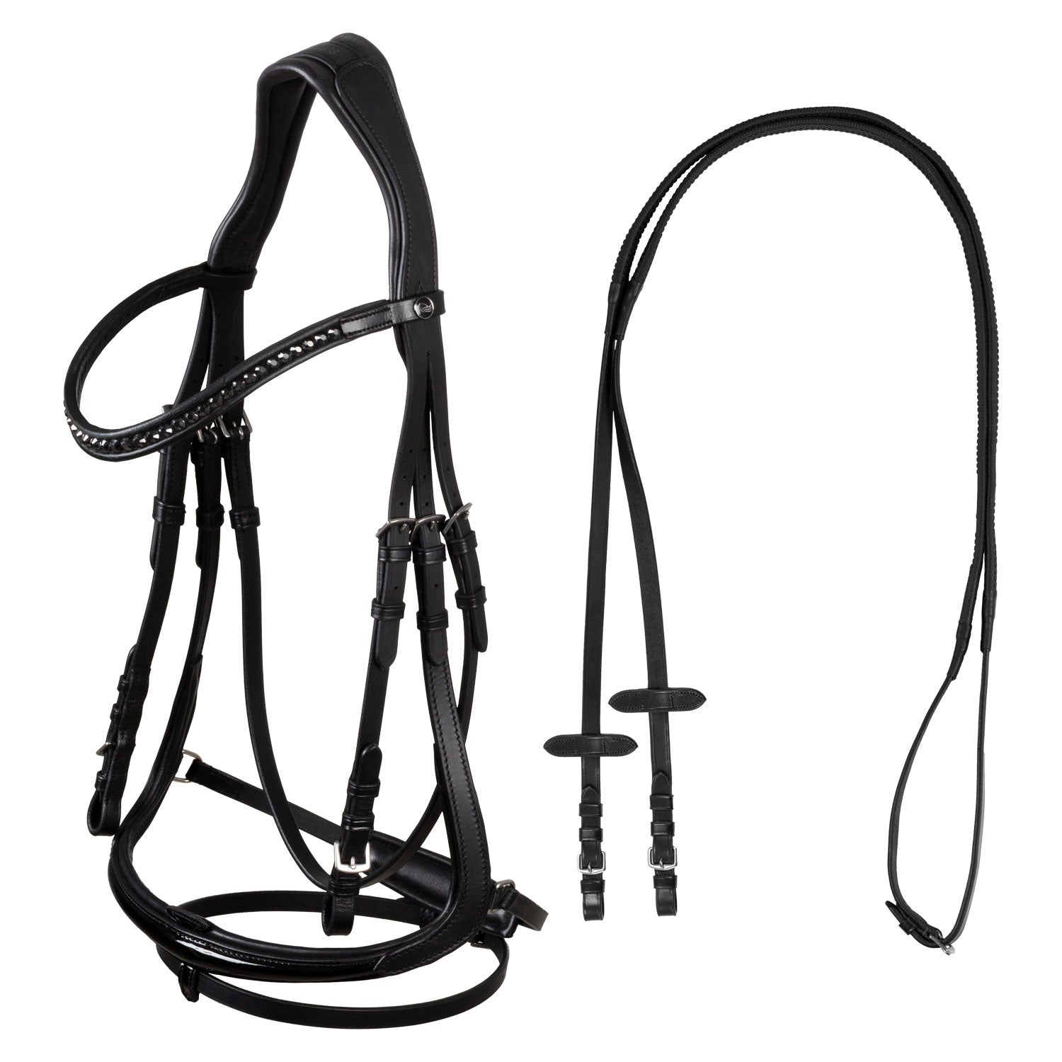 Supreme Testiera Dressage Modello Hemelite con Redini in Gomma