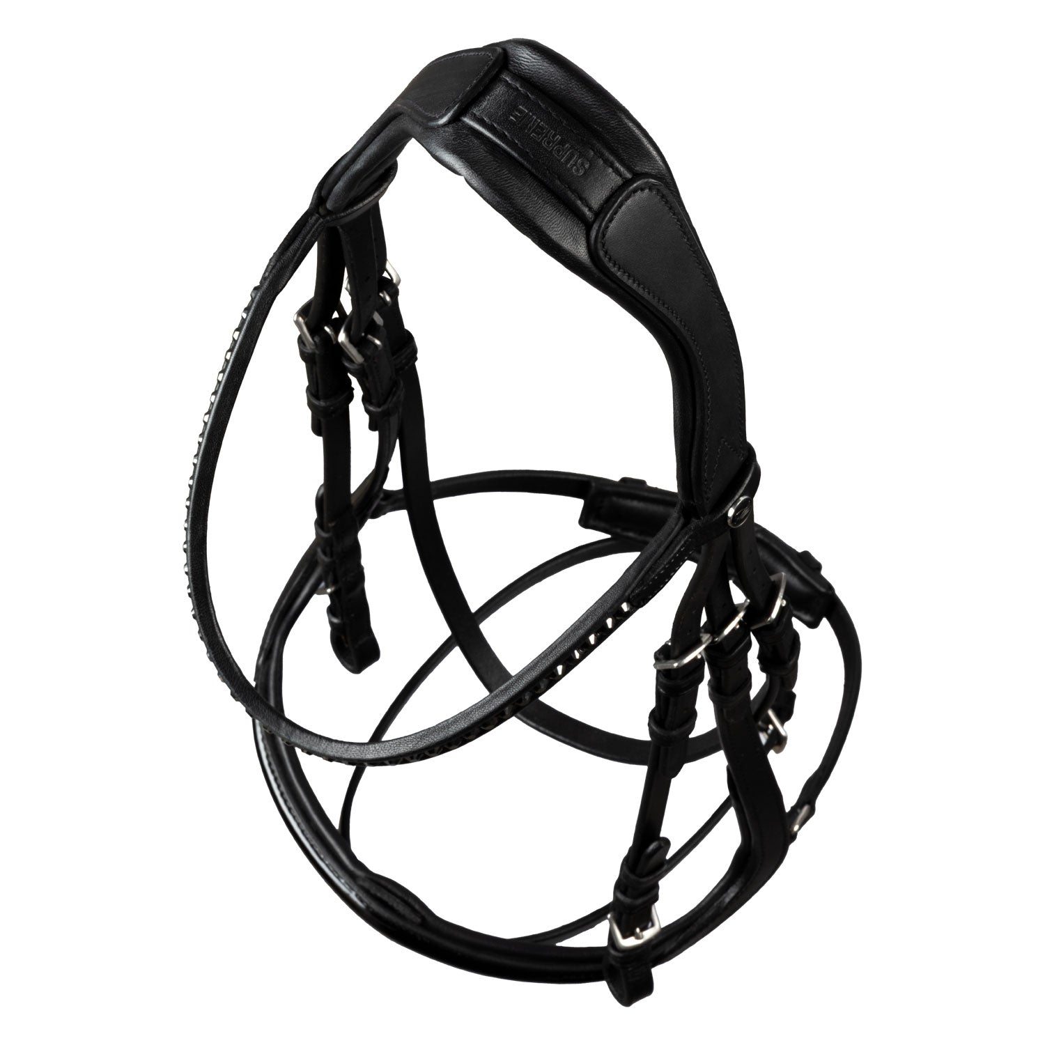 Supreme Testiera Dressage Modello Hemelite con Redini in Gomma