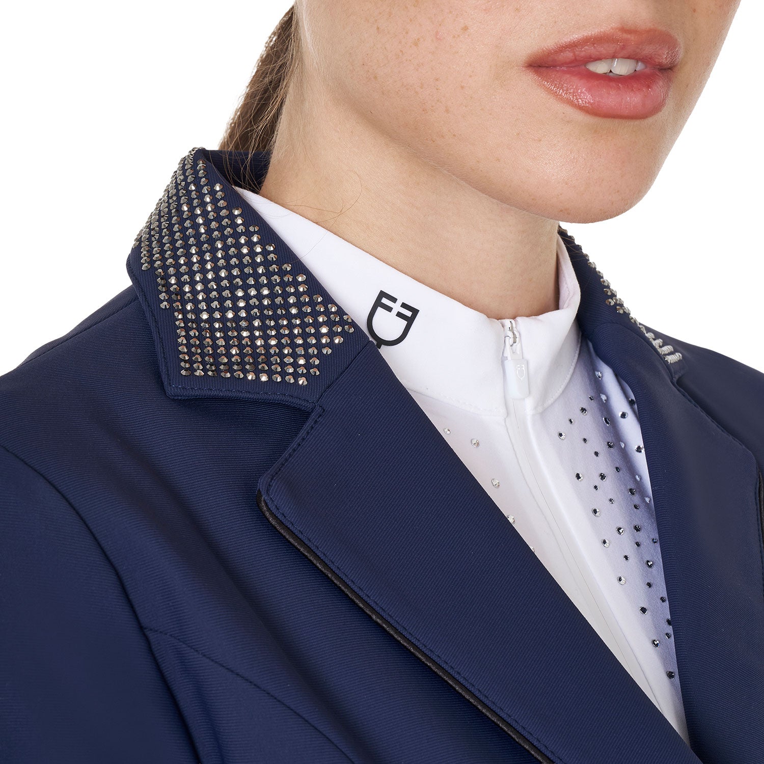 Equestro women's  black label collection competition strass riding jacket - Colore NAVY BLAZER (19-3923)