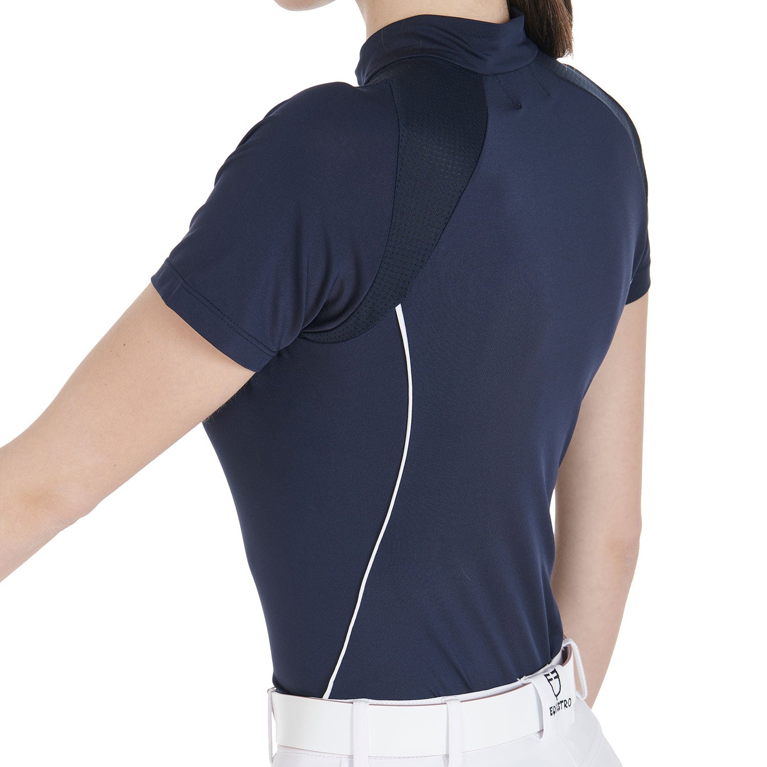 Equestro woman technical training polo ss zip - Colore NAVY