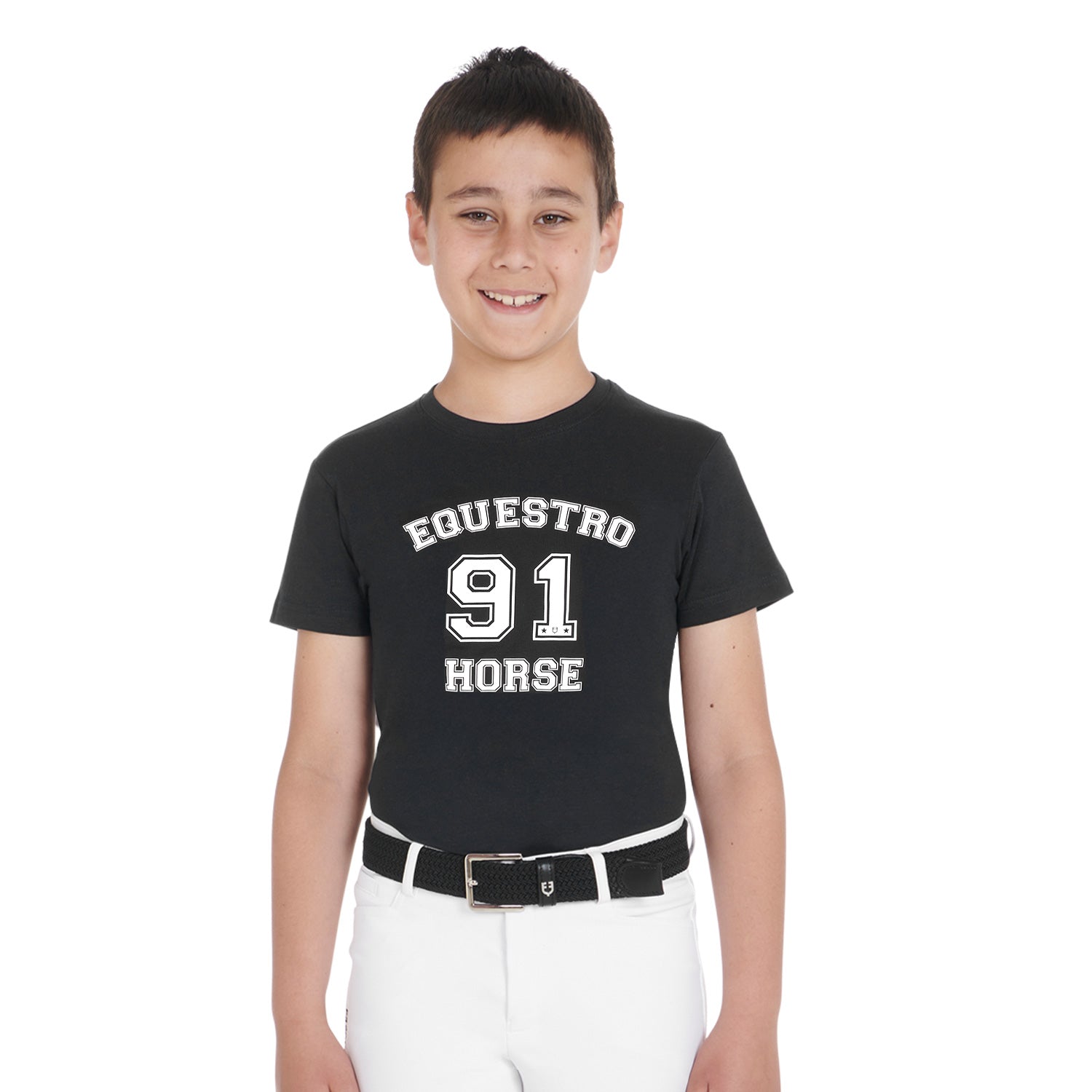 Equestro boy's horse club cotton t-shirt - Colore BLACK