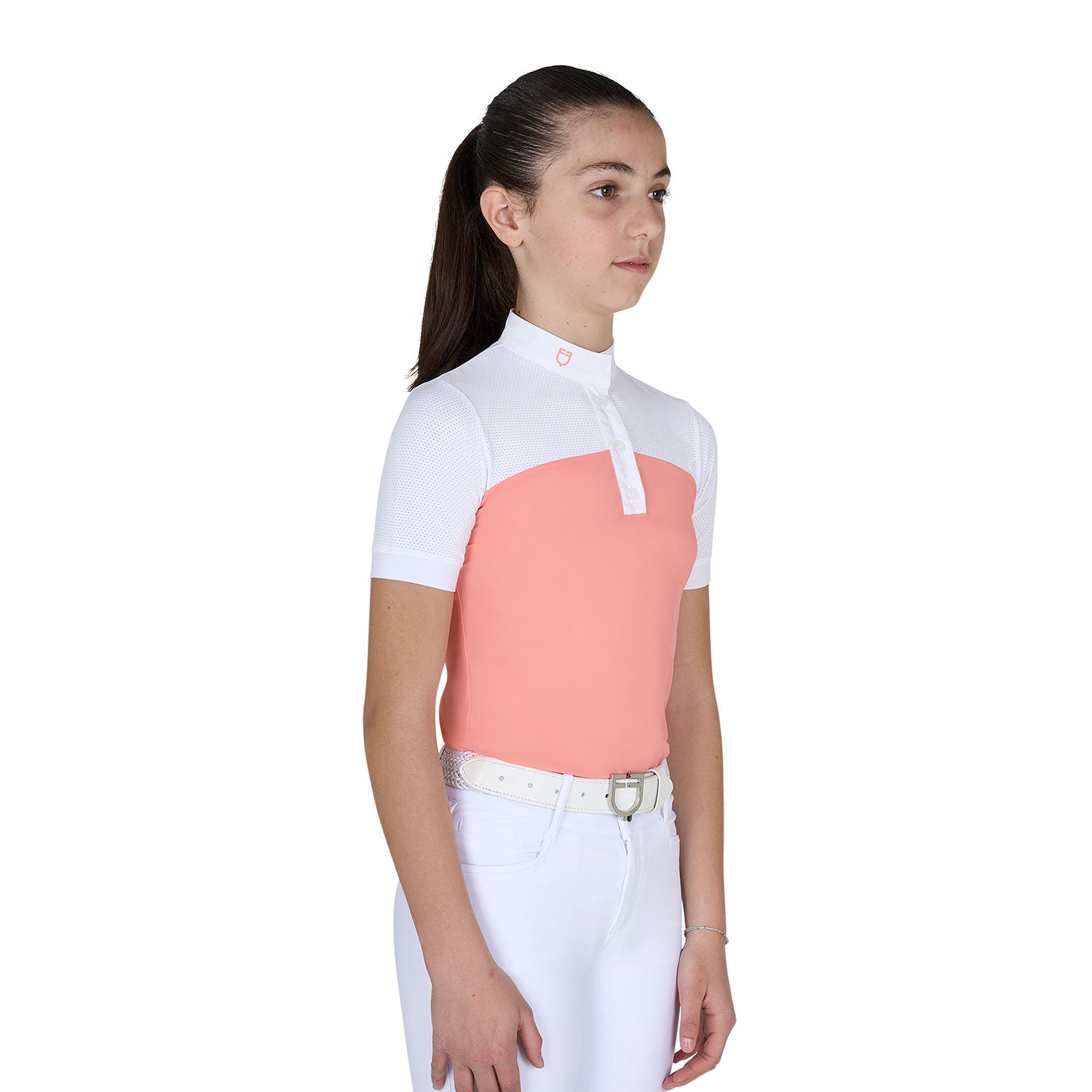 Equestro girl polo shirt ss buttons 1/2 mesh - Colore DESERT FLOWER