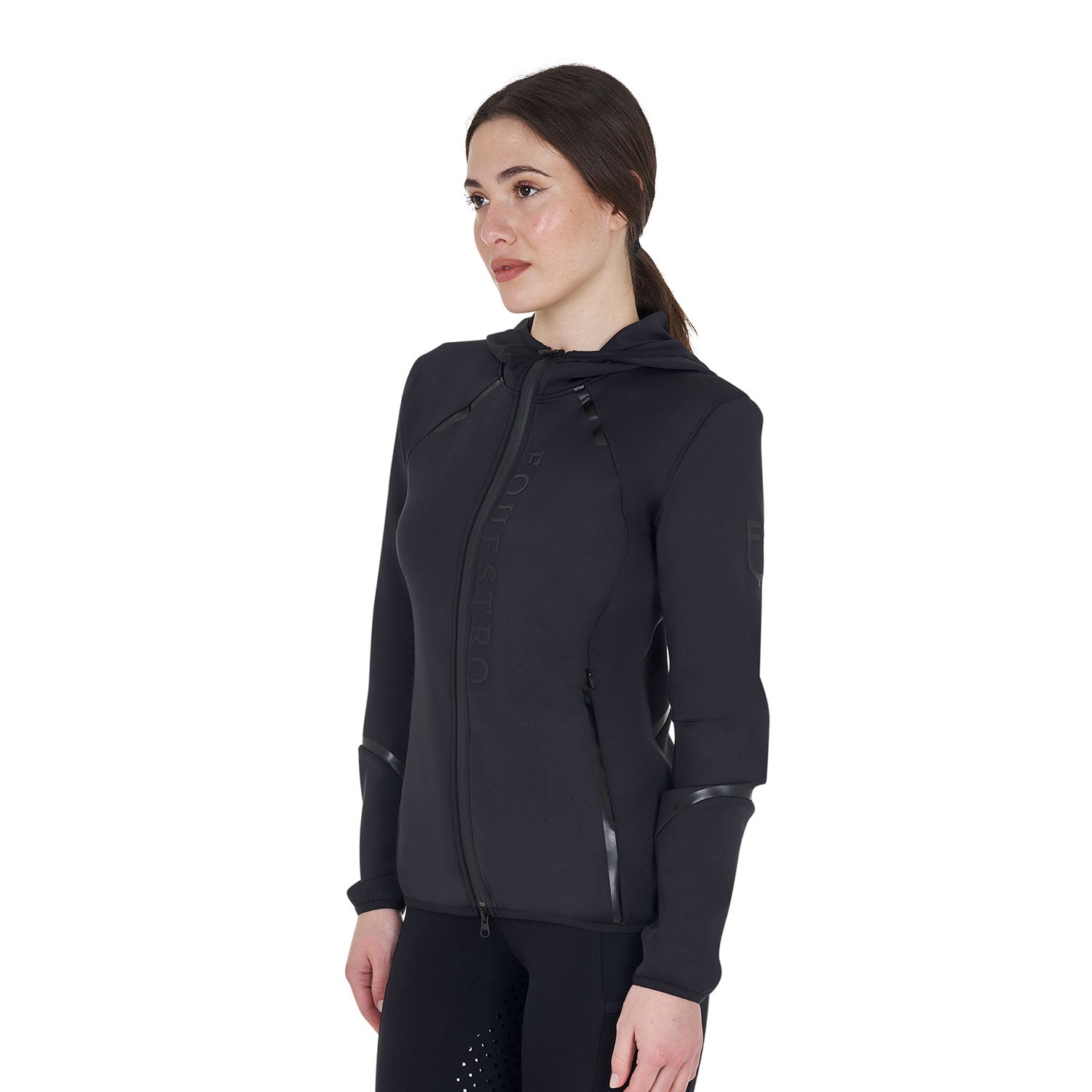 Equestro women's tecno jersey hoodie zip - Colore BLACK