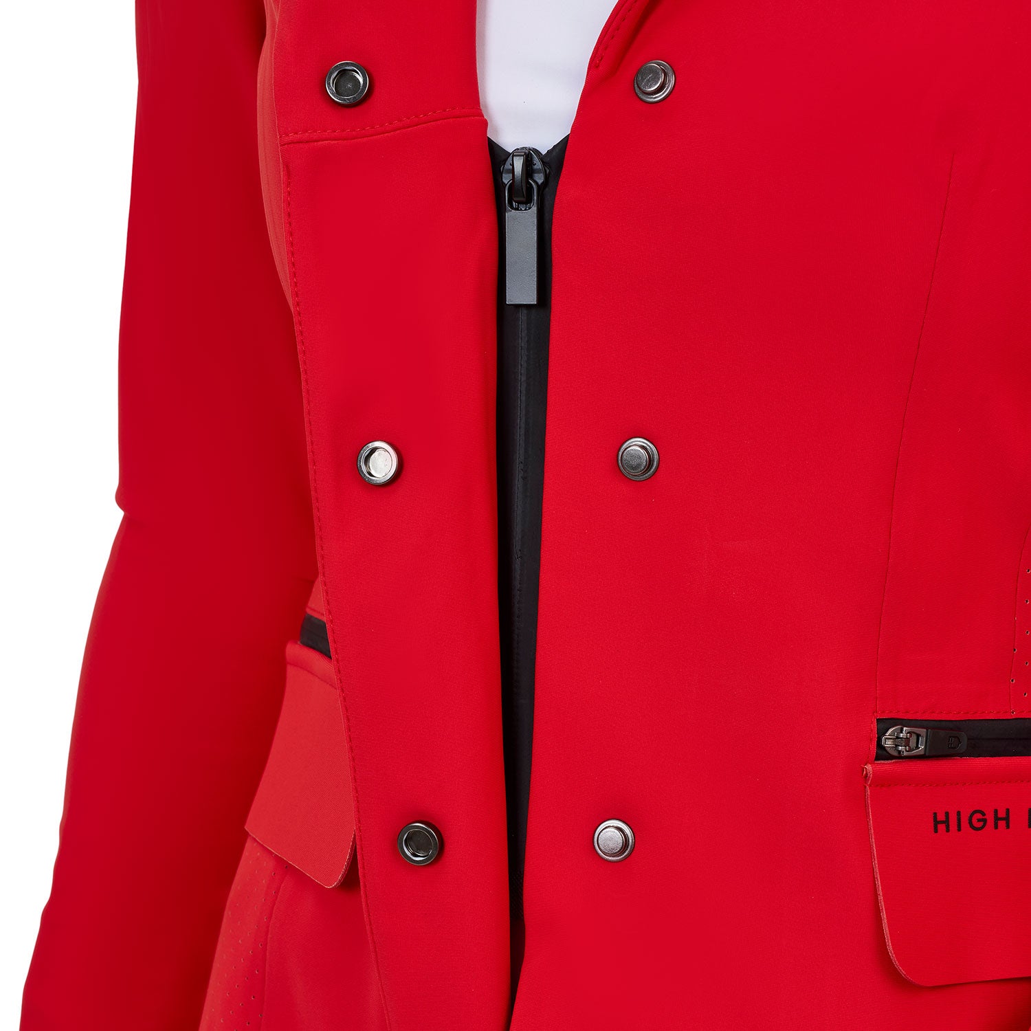 Equestro women's ridertechnology competition riding jacket - Colore HIGH RISK RED (18-1763)