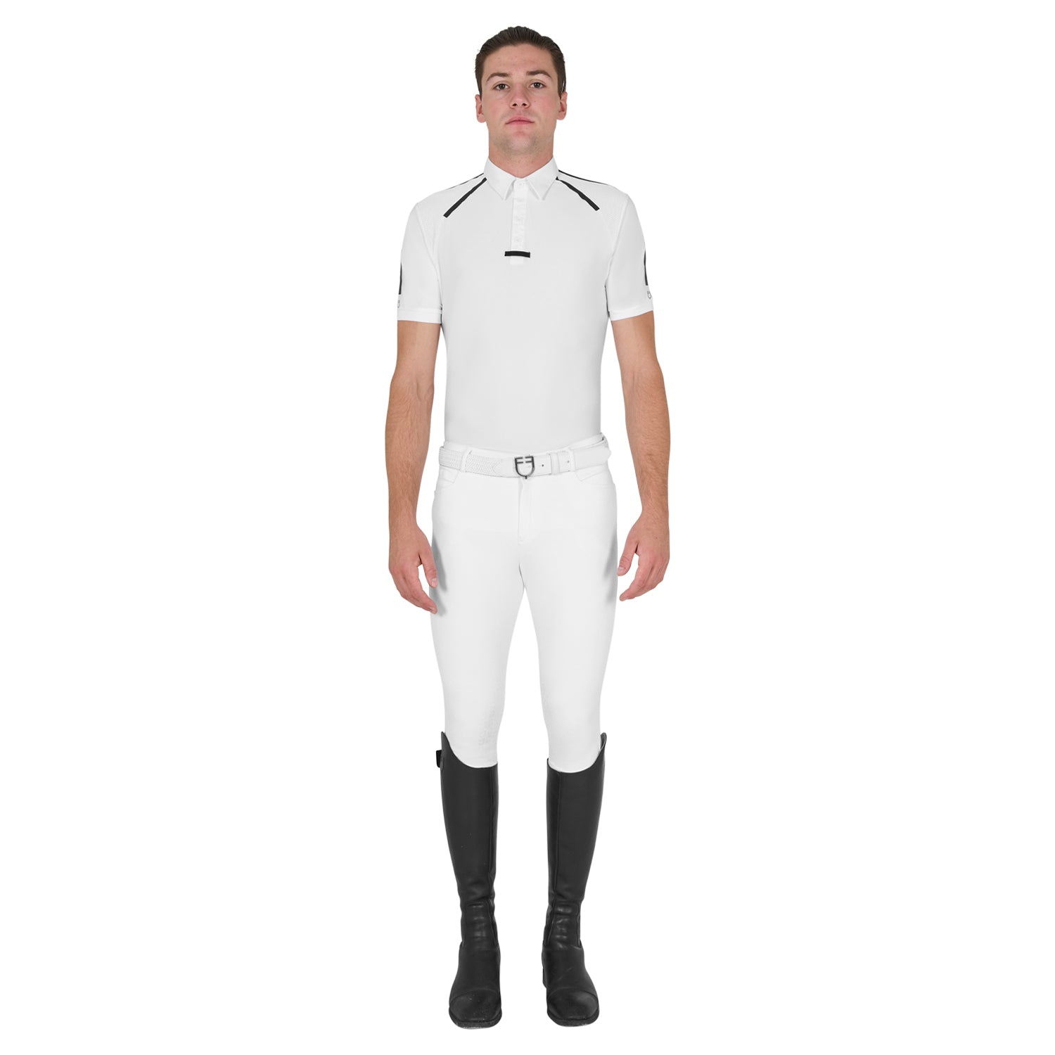 Equestro men's competition polo shirt ss buttons - Colore WHITE