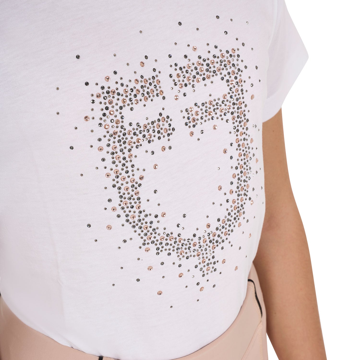 Equestro girl's pink diamond logo cotton t-shirt - Colore WHITE