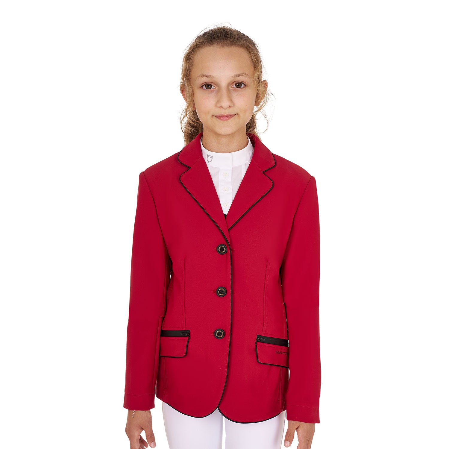 Equestro girl's technical competition riding jacket tecno stretch - neutra