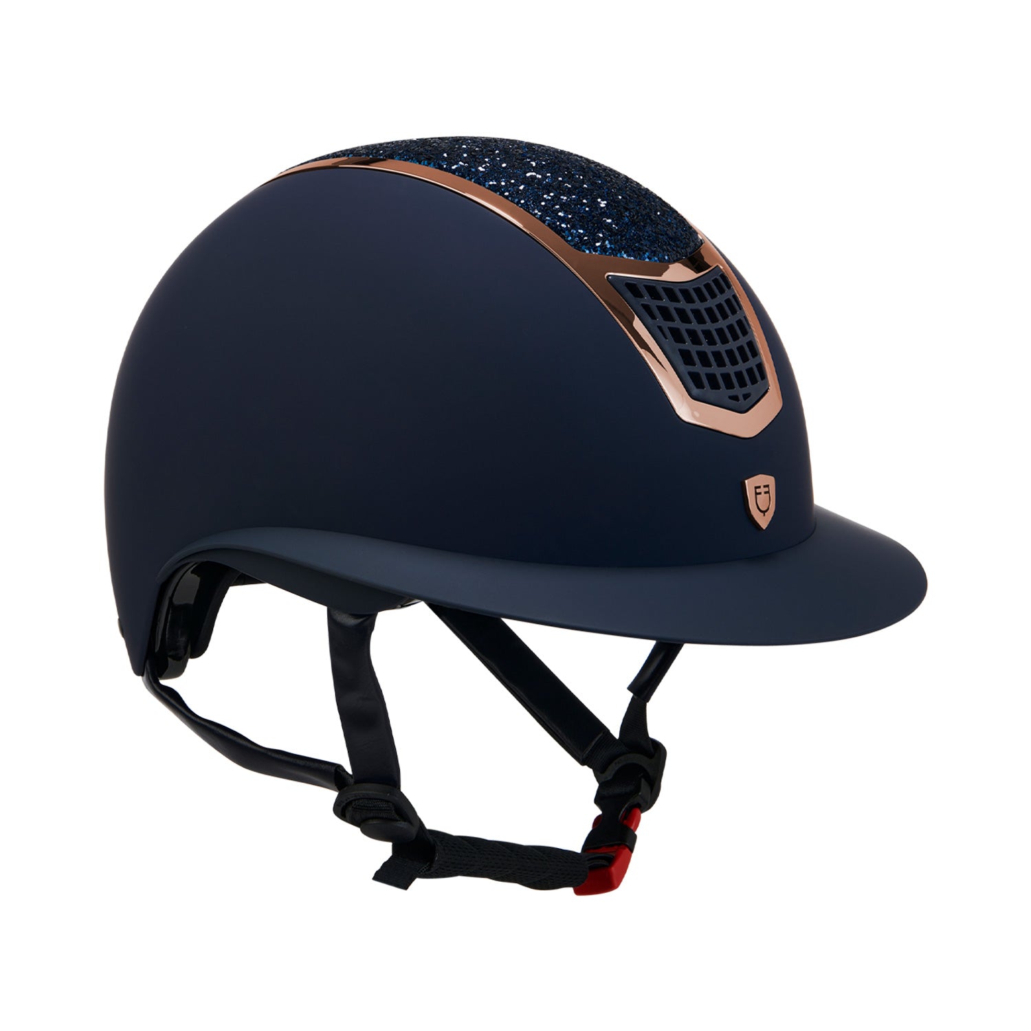 Equestro casco equestro modello eclipse stone mat wide visor (3 padding) - Colore NAVY/ROSE GOLD
