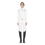 Equestro women's competition polo shirt ls mesh insert - Colore WHITE