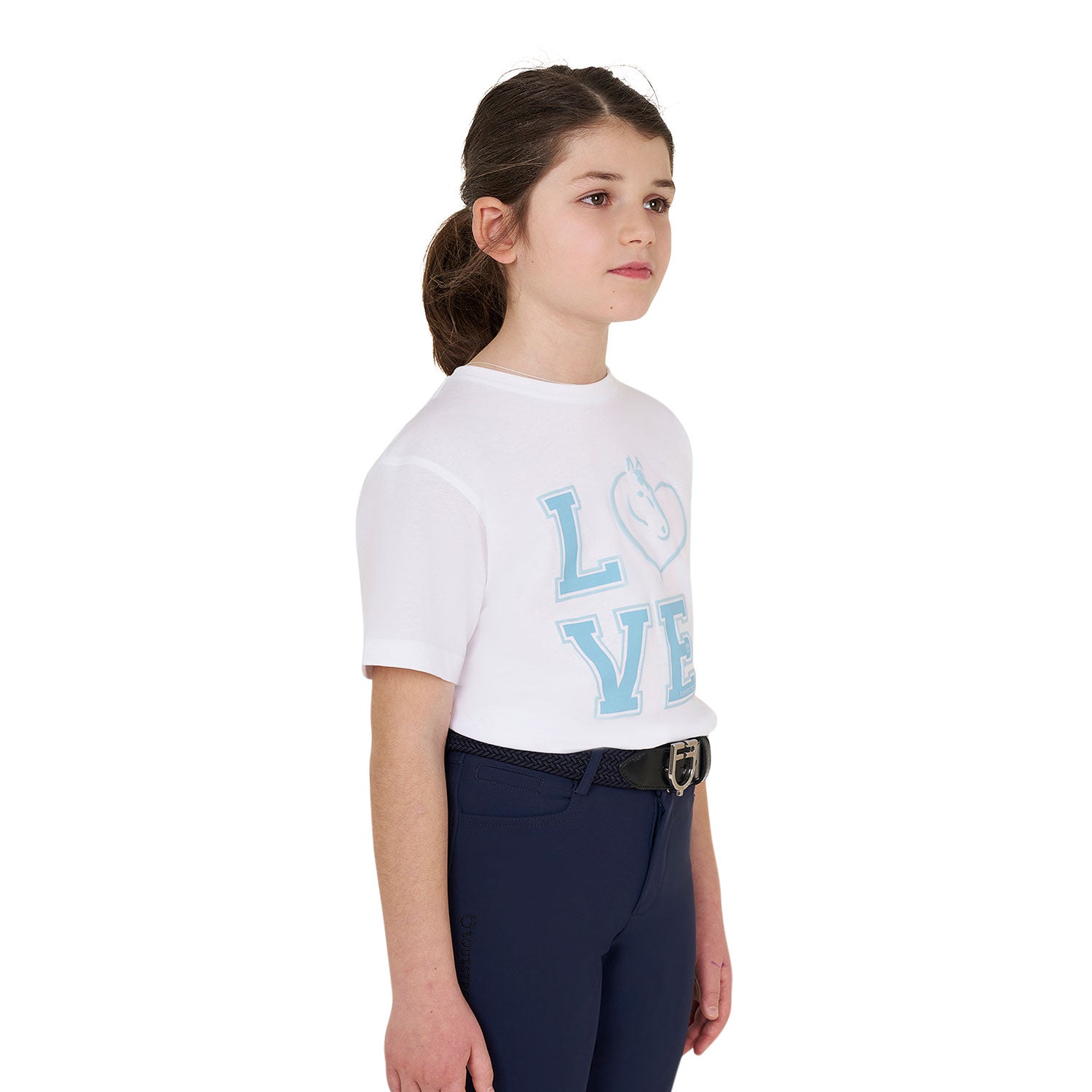 Equestro girl's love cotton t-shirt - Colore WHITE