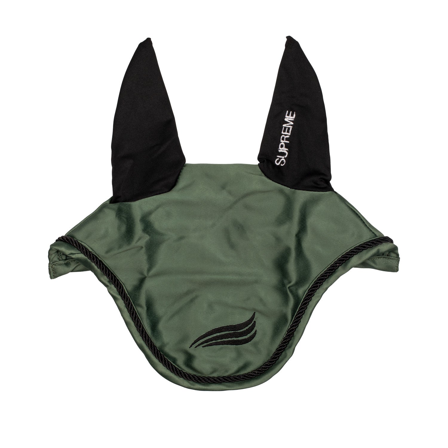 Supreme satin fly veil with elastic ears - Colore HUNTER GREEN