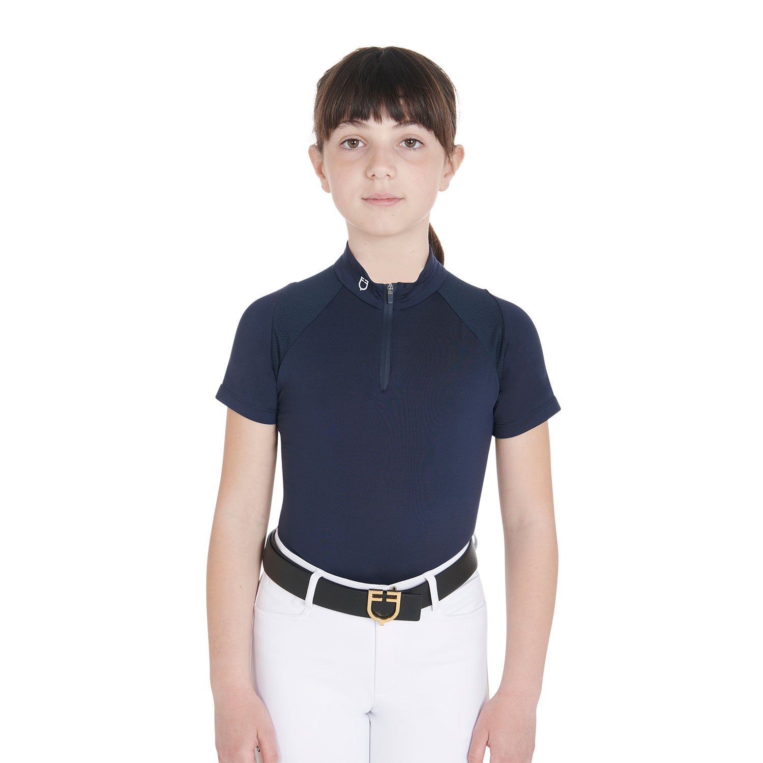 Equestro junior technical training polo ss zip - neutra