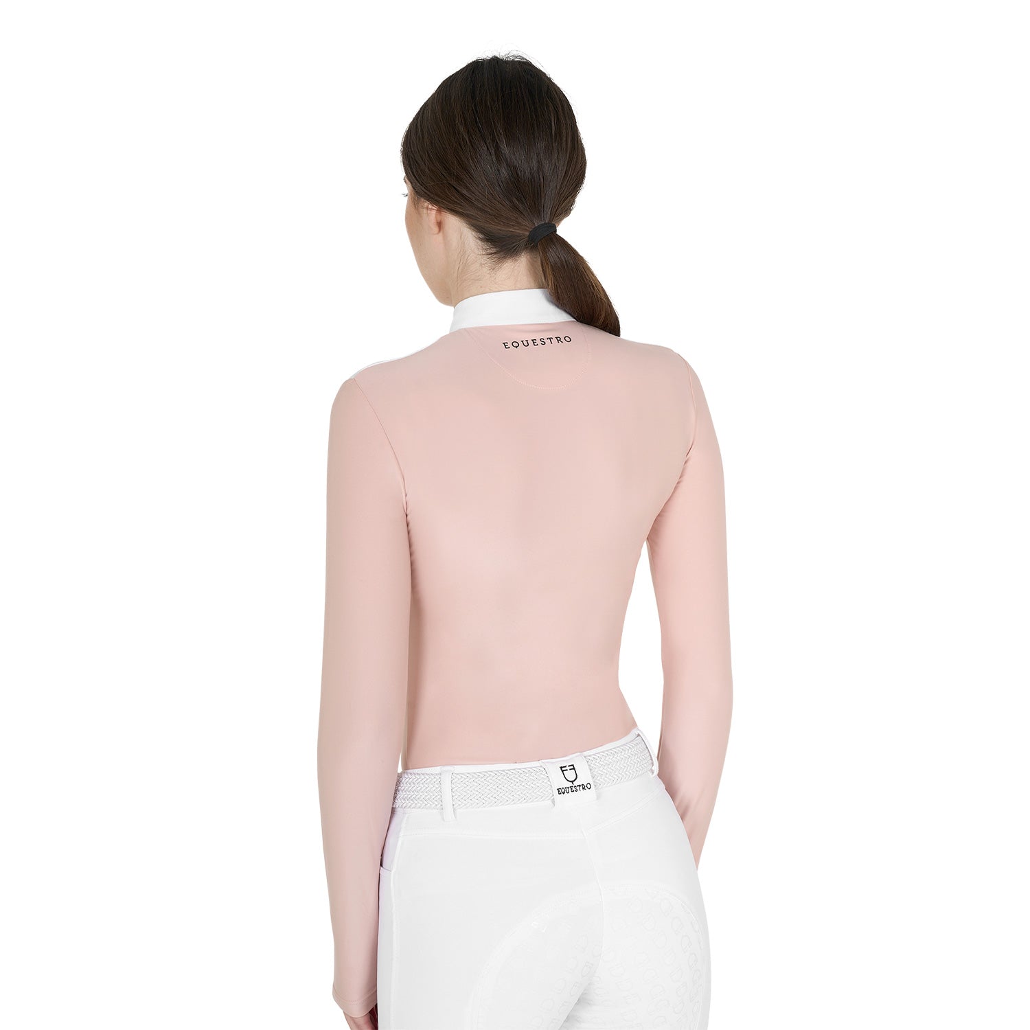 Equestro woman competition ls zip shirt 1/2 mesh - Colore CAMEO ROSE (14-1310)