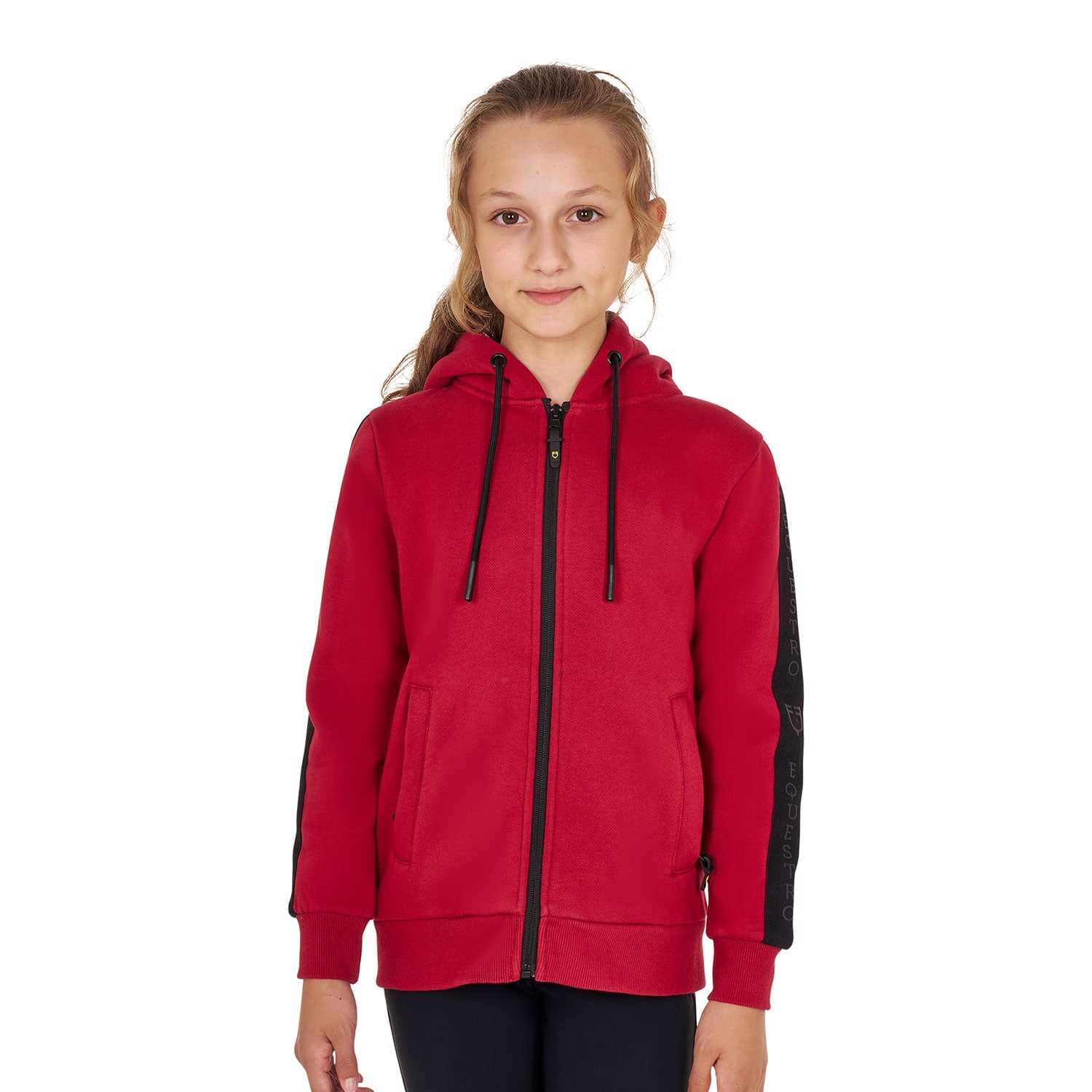 Equestro girl's full zip hoodie with inside fleece - neutra