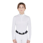 Equestro polo bambina zip manica lunga modello anahid - Colore WHITE