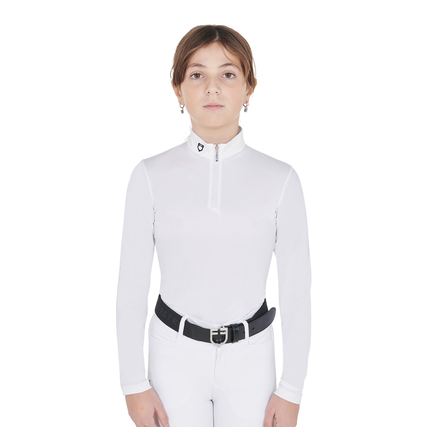Equestro polo bambina zip manica lunga modello anahid - Colore WHITE