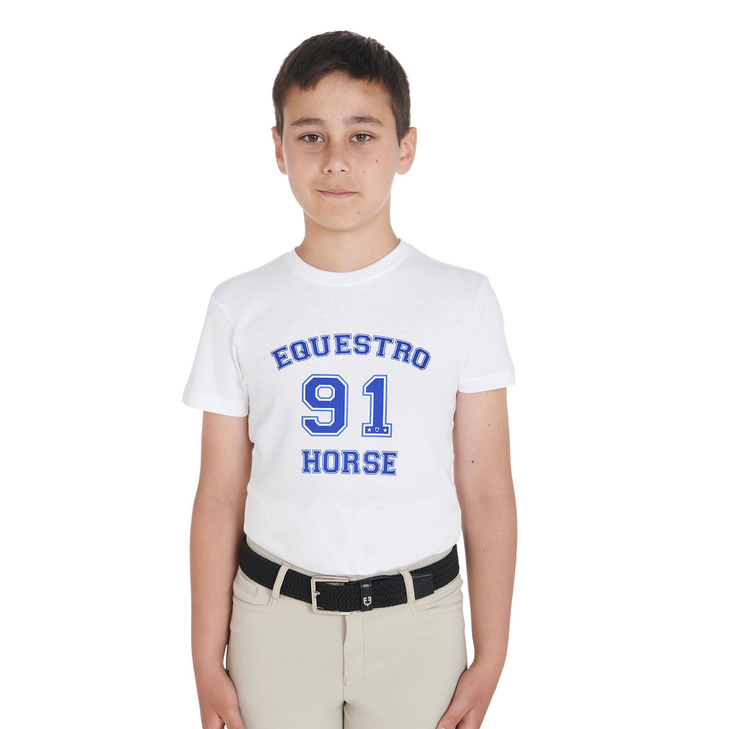 Equestro boy's horse club cotton t-shirt - Colore WHITE