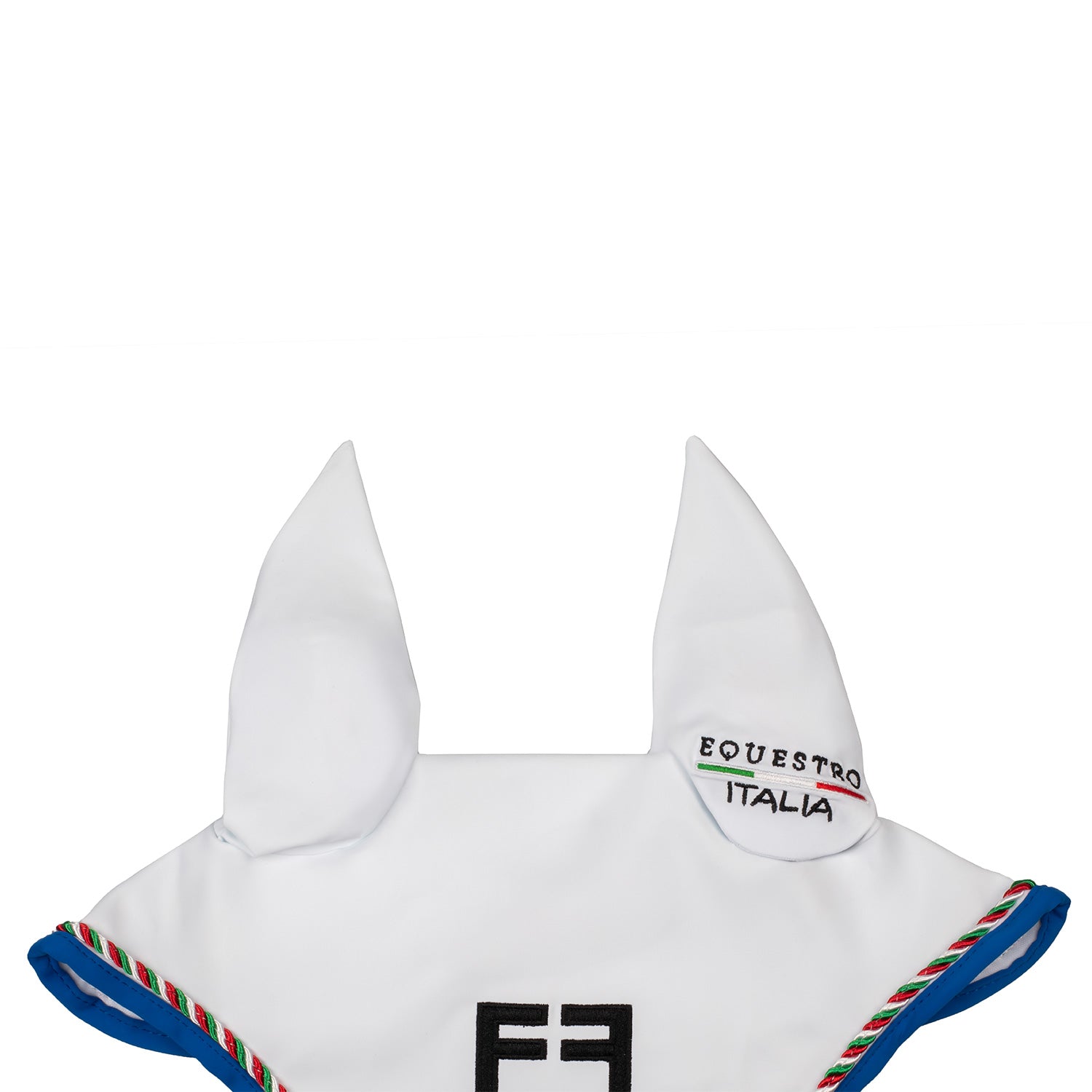 Equestro fly veil in stretch material with chord equestroxfise - Colore WHITE/AZZURRO SAVOIA (19-4150)