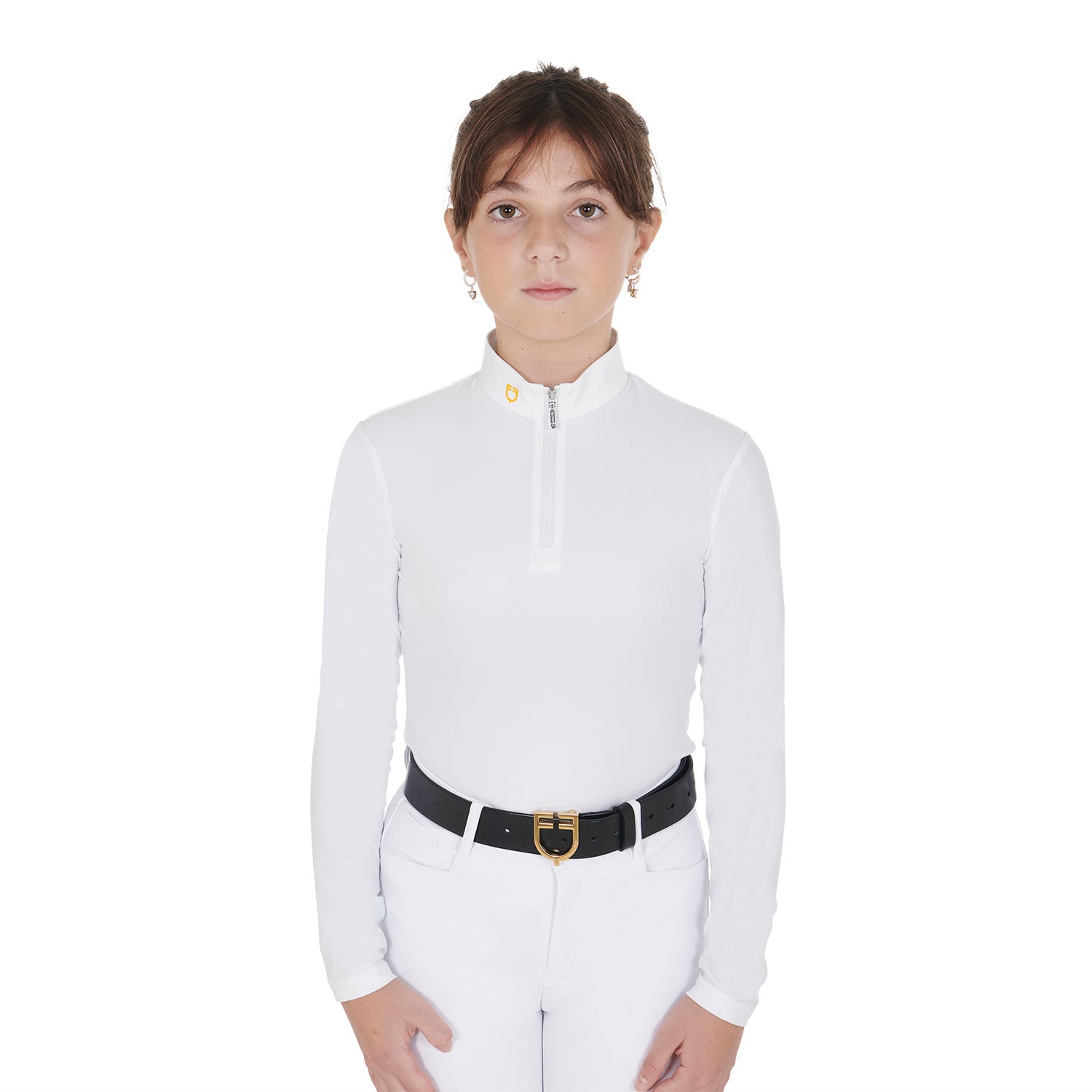 Equestro polo bambina  equestro zip manica lunga modello warm+ - neutra