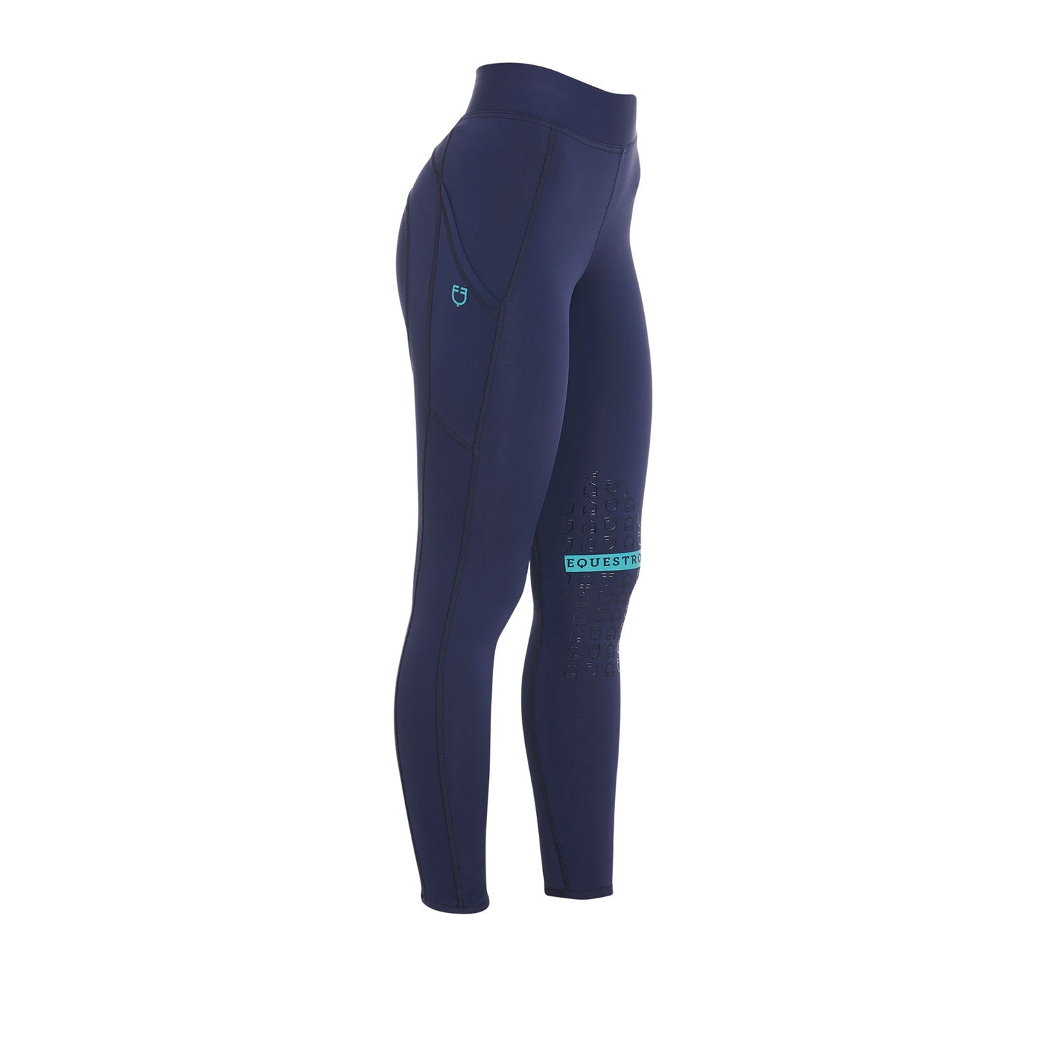 Equestro leggings equestro modello kao tessuto tecnico elasticizzato - Colore NAVY/EMERALD 333C