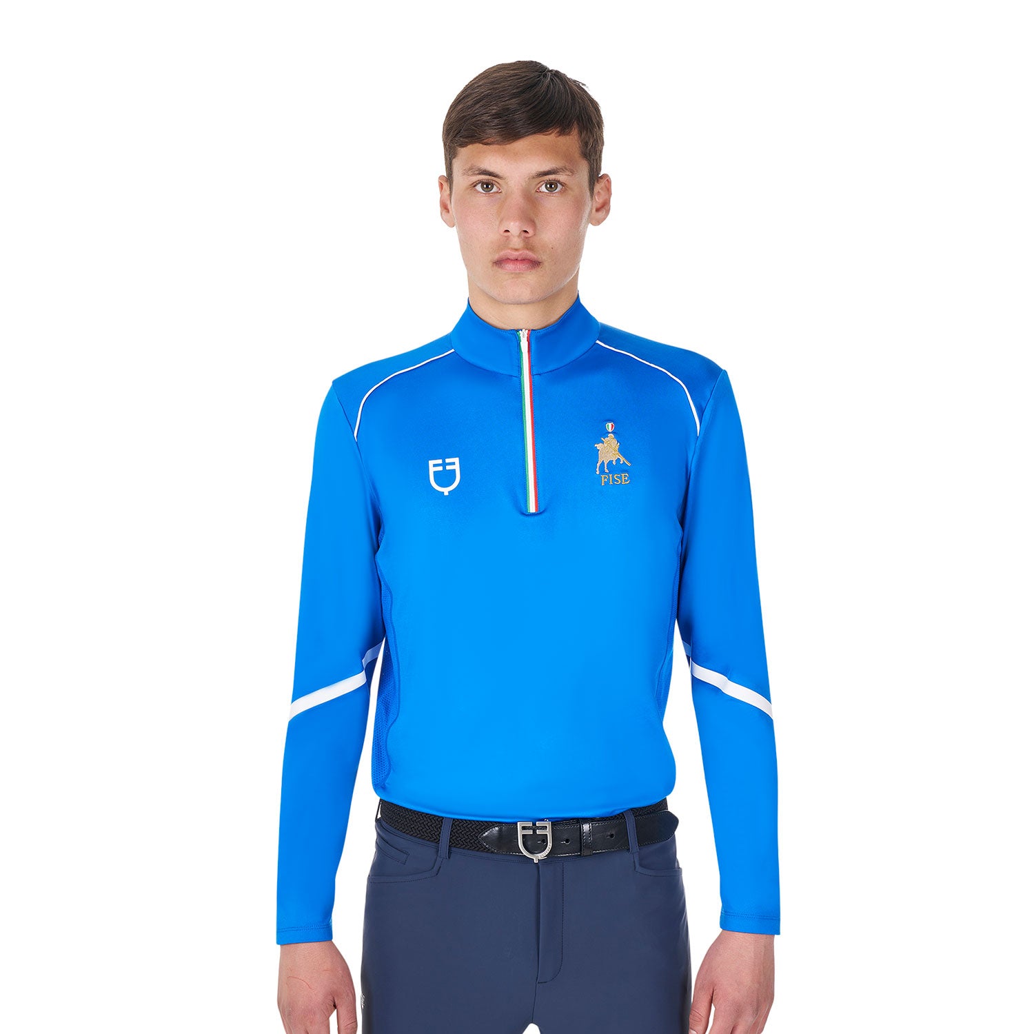 Equestro men's technical training polo ls zip equestroxfise - neutra