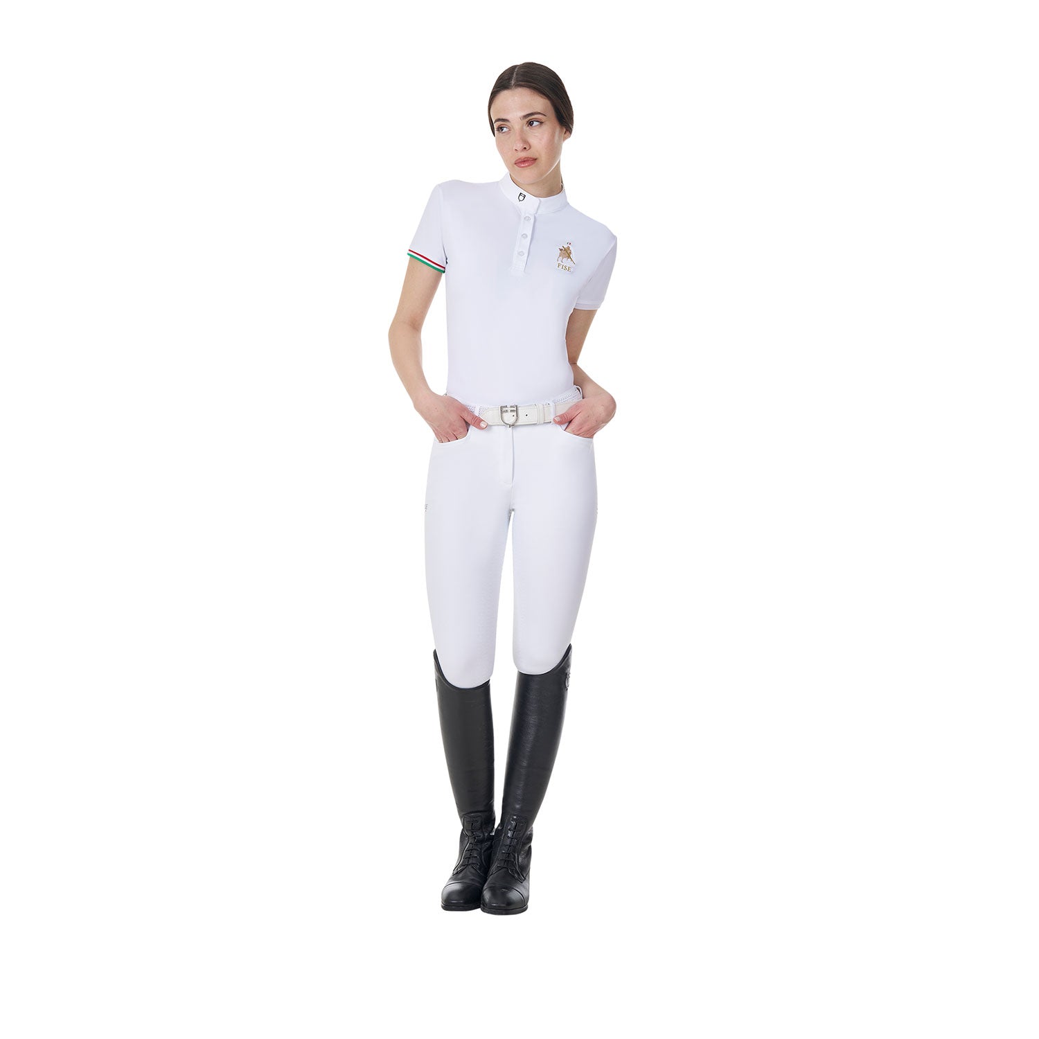 Equestro men's full grip riding breeches equestroxfise - Colore WHITE