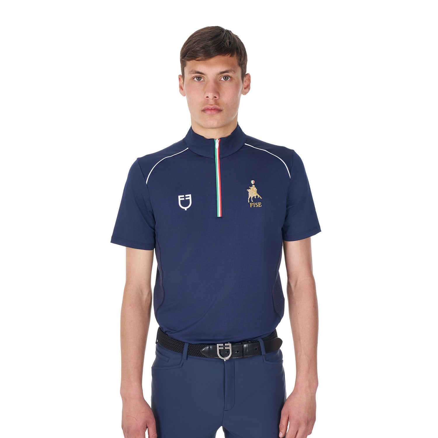 Equestro men's technical training polo ss zip equestroxfise - neutra